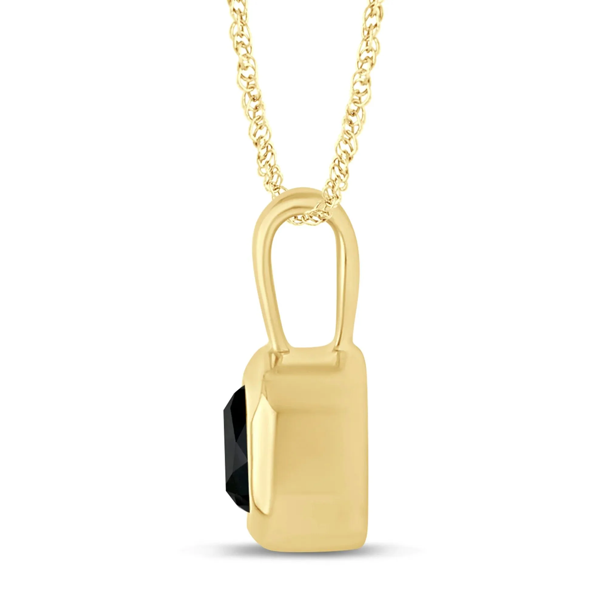 1/2 CT. Tw. Black Diamond Bezel Pendant Necklace 10K Yellow Gold Size 18" - Image 2