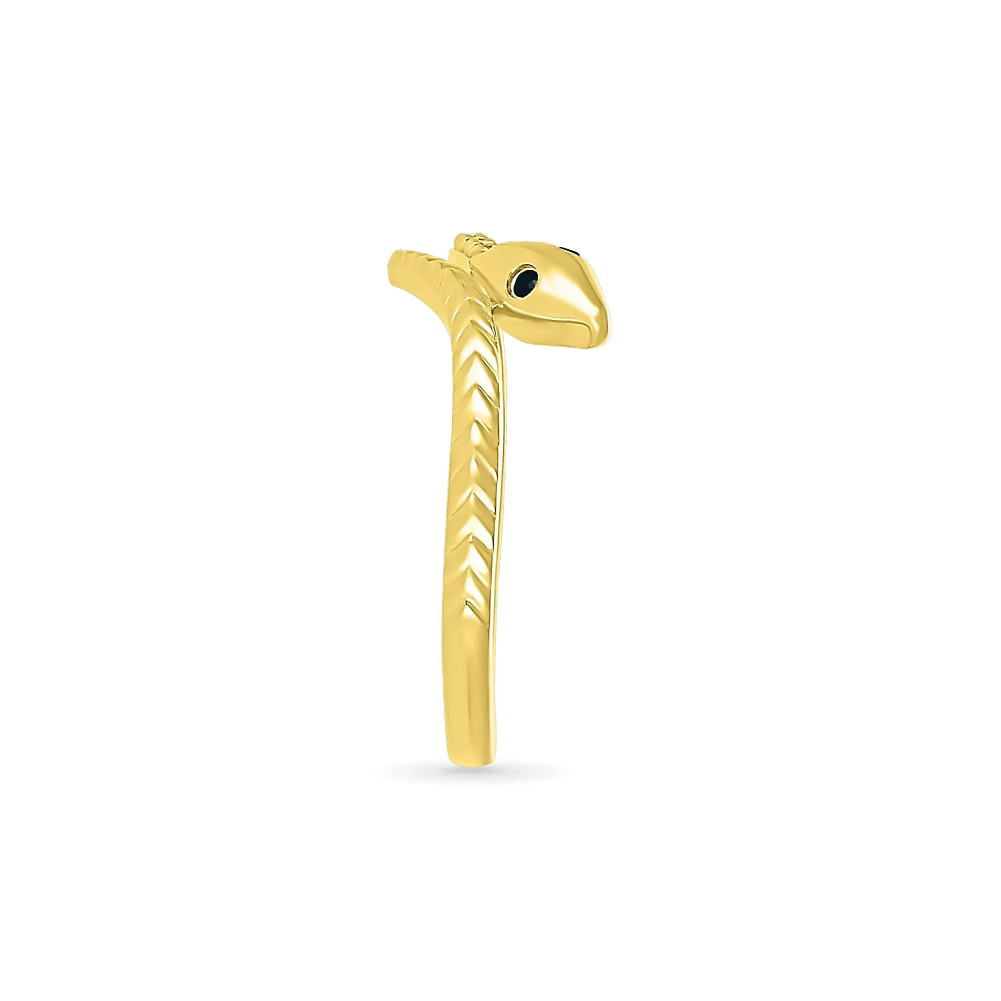 Black and White Diamond Accent Snake Ring 10K Yellow Gold Size 5.5 - Image 3
