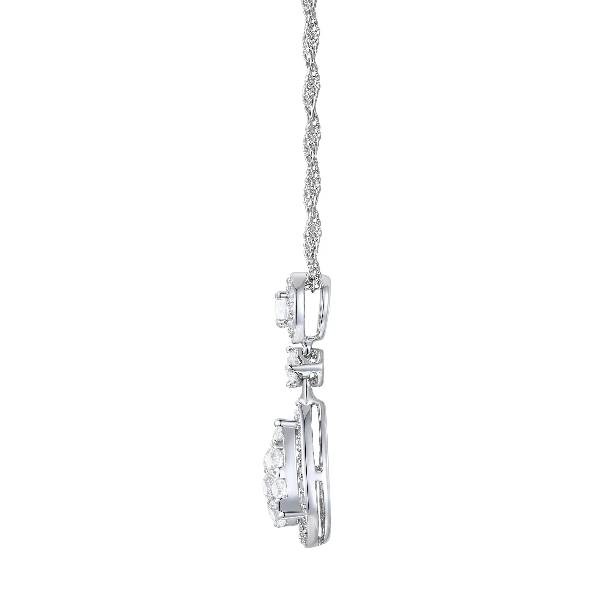 1/2 CT. Tw. Pear-Shaped Diamond Cluster Pendant Necklace 10K White Gold Size 18" - Image 3