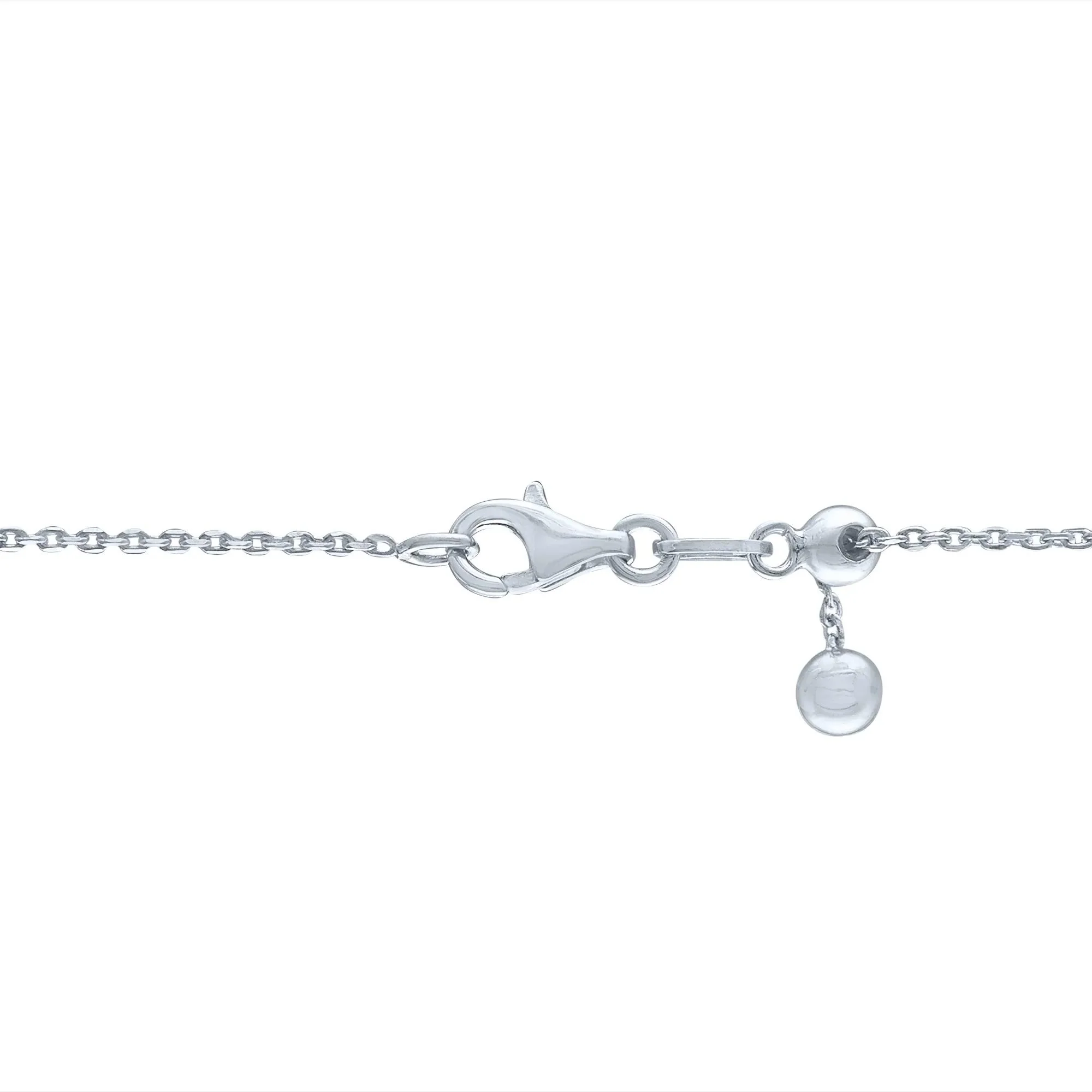 Chain Link Smile Necklace with Diamond Accents .925 Sterling Silver White Size 18" - Image 3
