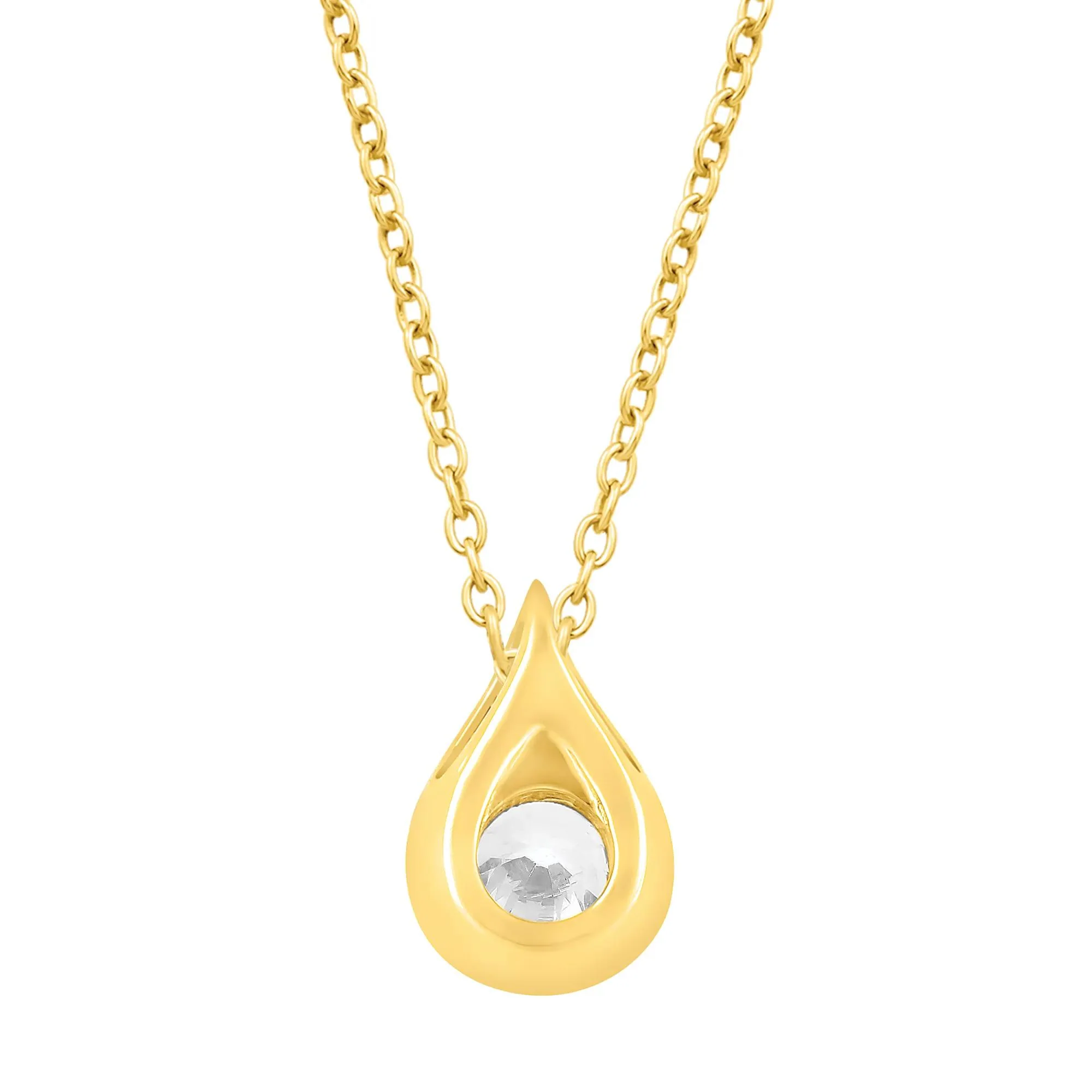 1/4 CT. Tw. Lab Grown Diamond Tear Drop Pendant Necklace 14K Yellow Gold Size 18" - Image 3