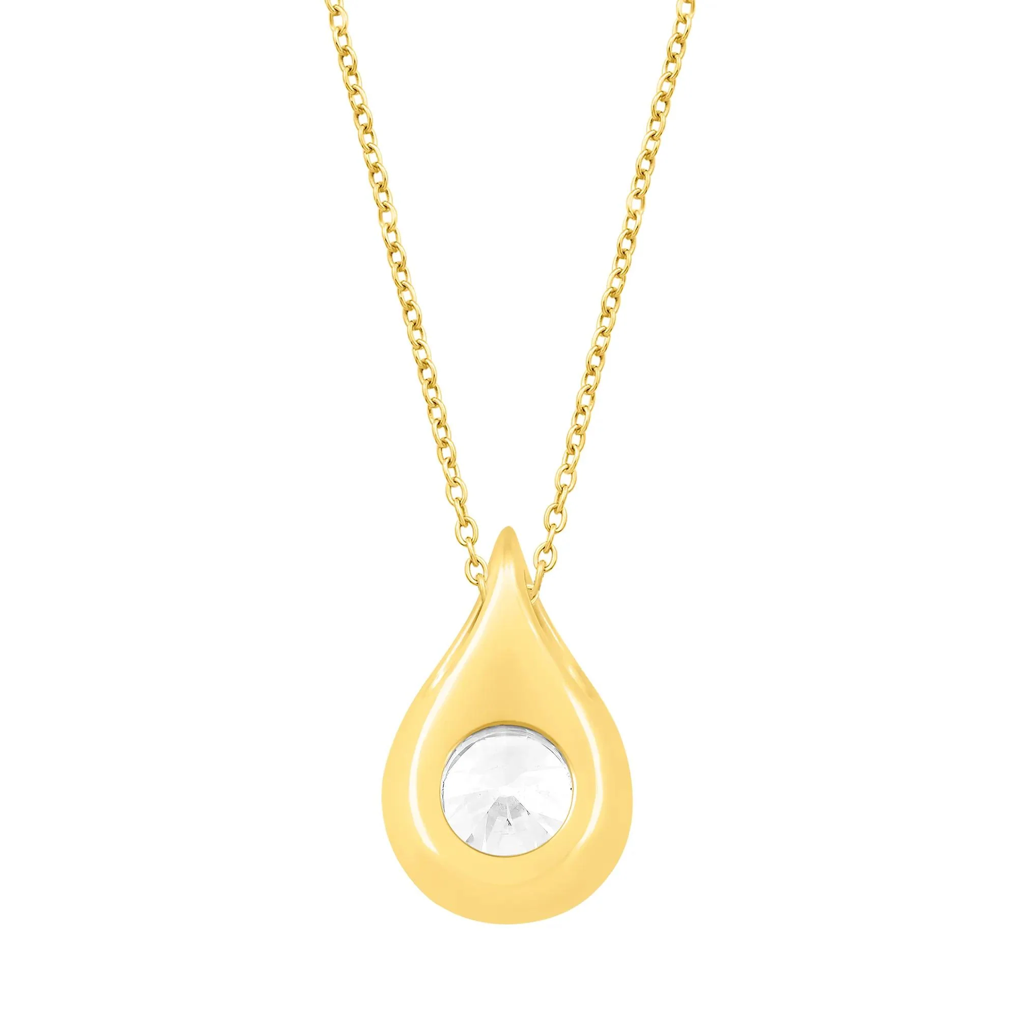 1/2 CT. Tw. Lab Grown Diamond Tear Drop Pendant Necklace 14K Yellow Gold Size 18" - Image 3