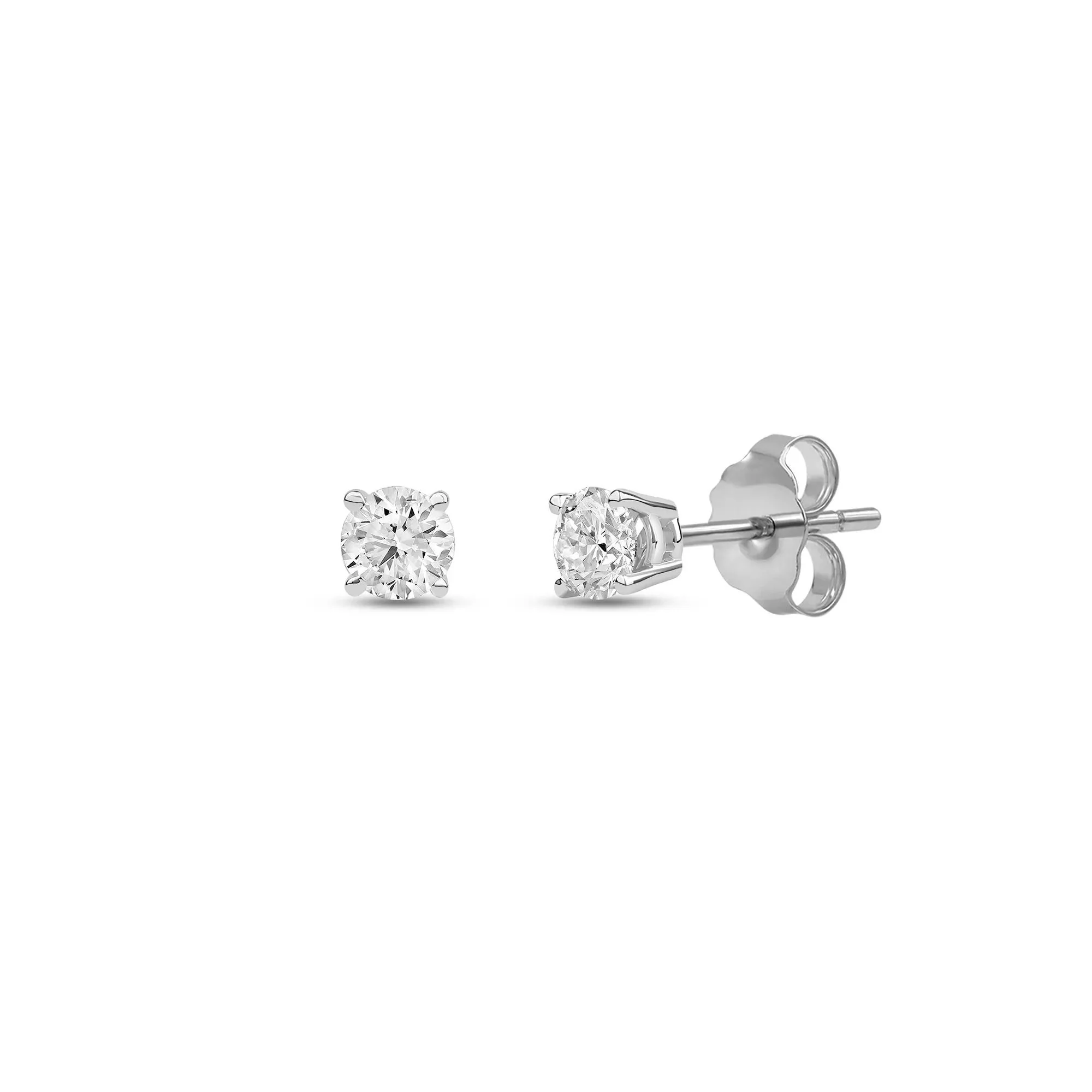 1/4 CT. Tw. Lab Grown Diamond Round Solitaire Stud Earrings 14K White Gold Size 3.50mm