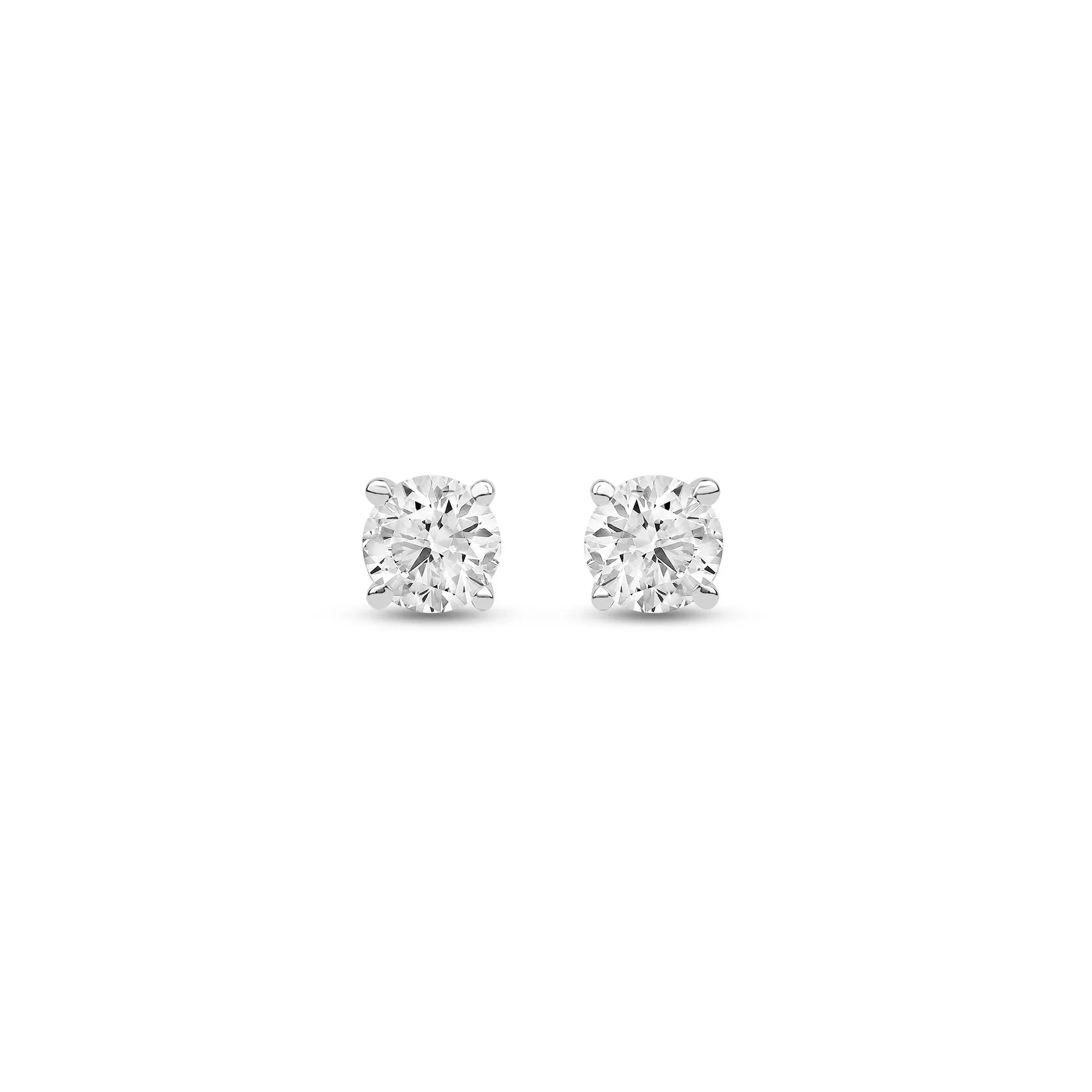 1/2 CT. Tw. Lab Grown Diamond Round Solitaire Stud Earrings 14K White Gold Size 4.00mm - Image 2