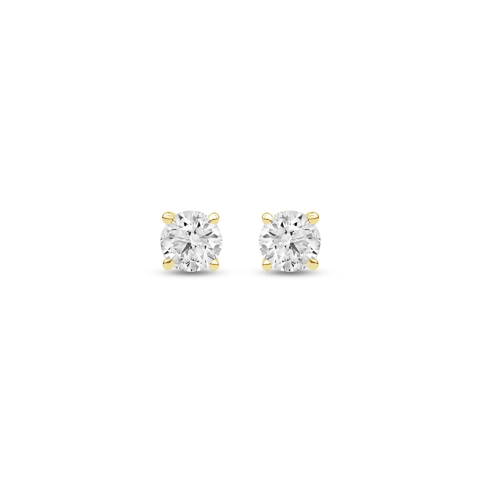 1/2 CT. Tw. Lab Grown Diamond Round Solitaire Stud Earrings 14K Yellow Gold Size 4.00mm - Image 2