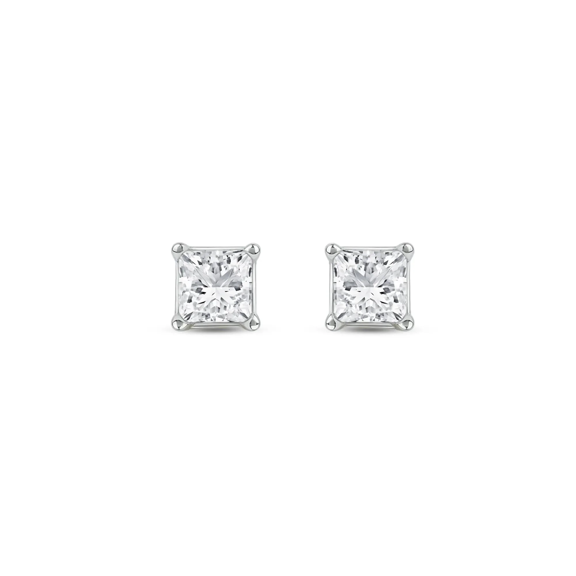 1/2 CT. Tw. Lab Grown Diamond Princess-Cut Solitaire Stud Earrings 14K White Gold Size 4.50mm - Image 2