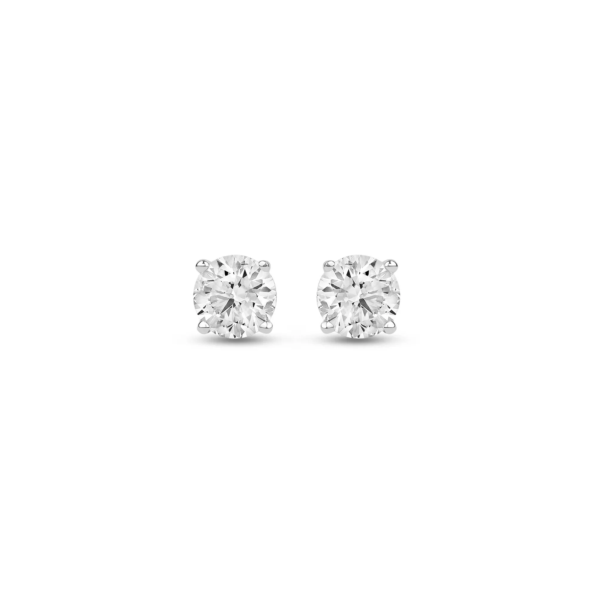 3/4 CT. Tw. Lab Grown Diamond Round Solitaire Stud Earrings 14K White Gold Size 4.50mm - Image 2