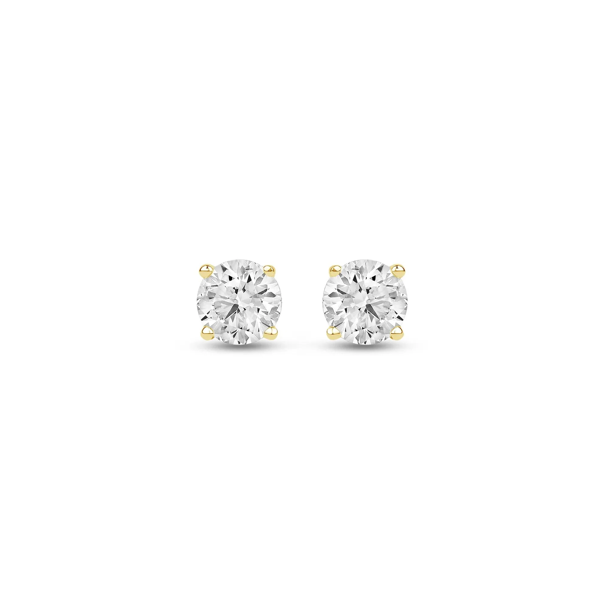 3/4 CT. Tw. Lab Grown Diamond Round Solitaire Stud Earrings 14K Yellow Gold Size 4.50mm - Image 2