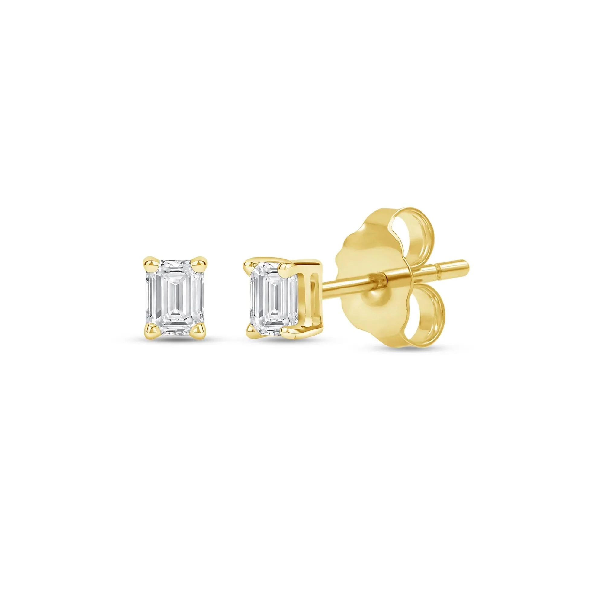 1/3 CT. Tw. Lab Grown Diamond Emerald-Cut Solitaire Stud Earrings 14K Yellow Gold Size 4.20mm