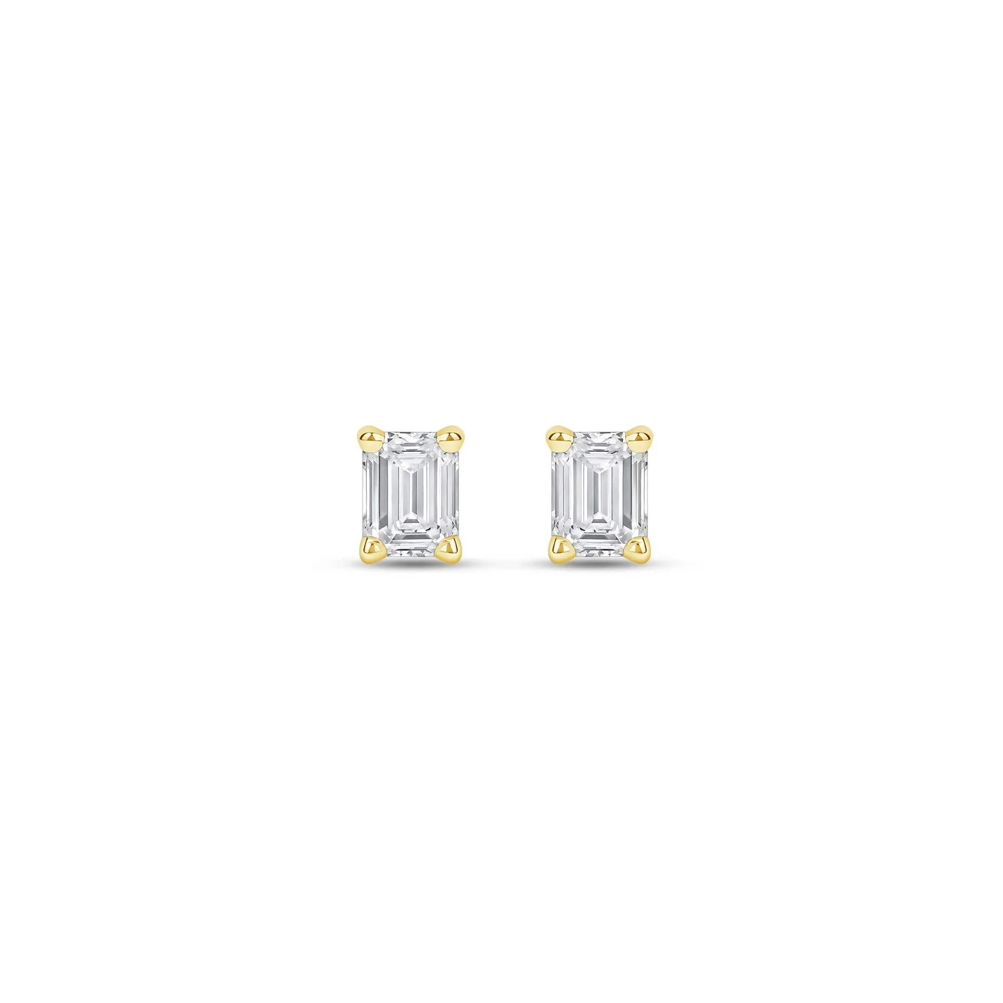 1/3 CT. Tw. Lab Grown Diamond Emerald-Cut Solitaire Stud Earrings 14K Yellow Gold Size 4.20mm - Image 2