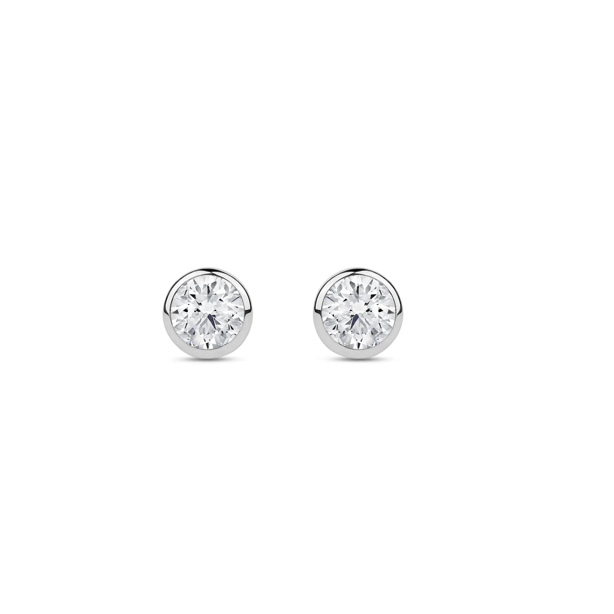 1/3 CT. Tw. Lab Grown Diamond Round Bezel-Set Solitaire Stud Earrings 14K White Gold Size 4.50mm - Image 2