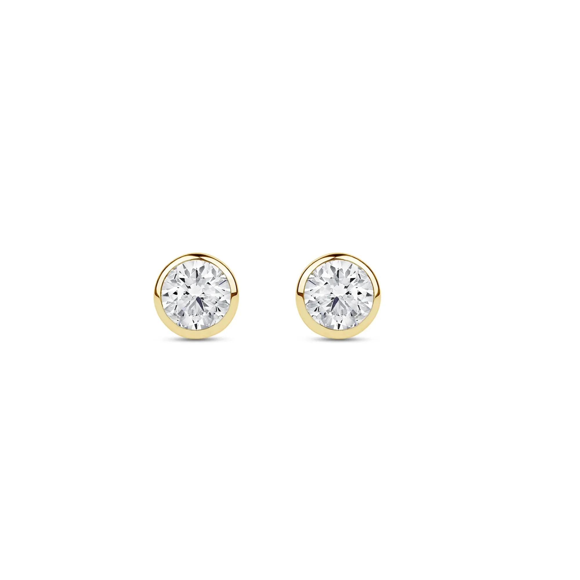 1/3 CT. Tw. Lab Grown Diamond Round Bezel-Set Solitaire Stud Earrings 14K Yellow Gold Size 4.50mm - Image 2