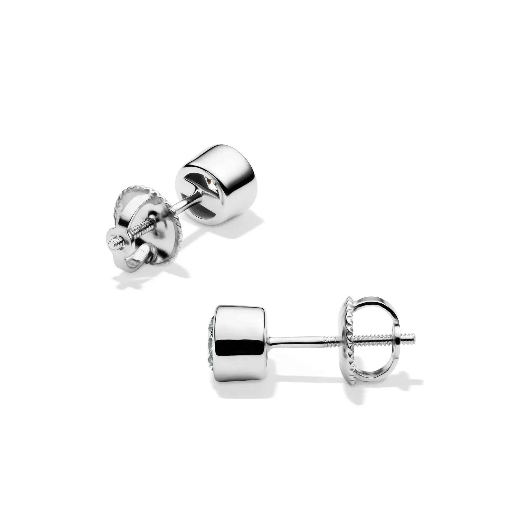 1/2 CT. Tw. Lab Grown Diamond Round Bezel-Set Solitaire Stud Earrings 14K White Gold Size 5.00mm - Image 2