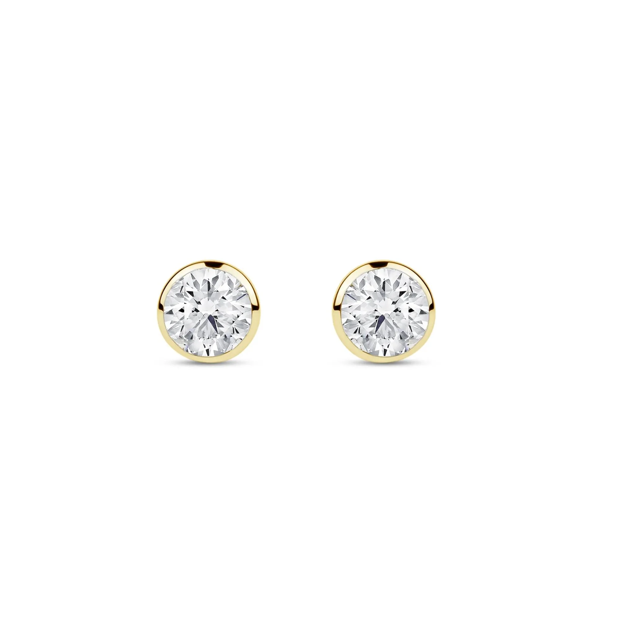 1/2 CT. Tw. Lab Grown Diamond Round Bezel-Set Solitaire Stud Earrings 14K Yellow Gold Size 5.00mm - Image 2
