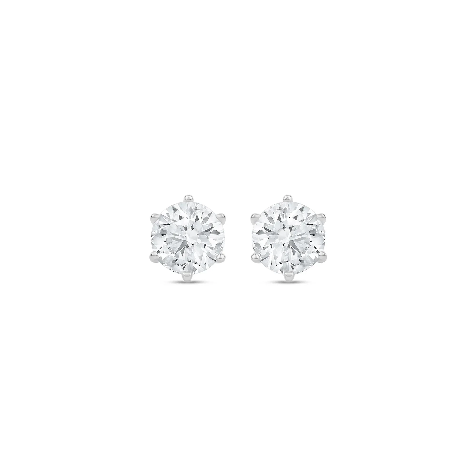 3 CT. Tw. Lab Grown Diamond Round Solitaire Stud Earrings 14K White Gold Size 9.00mm - Image 2