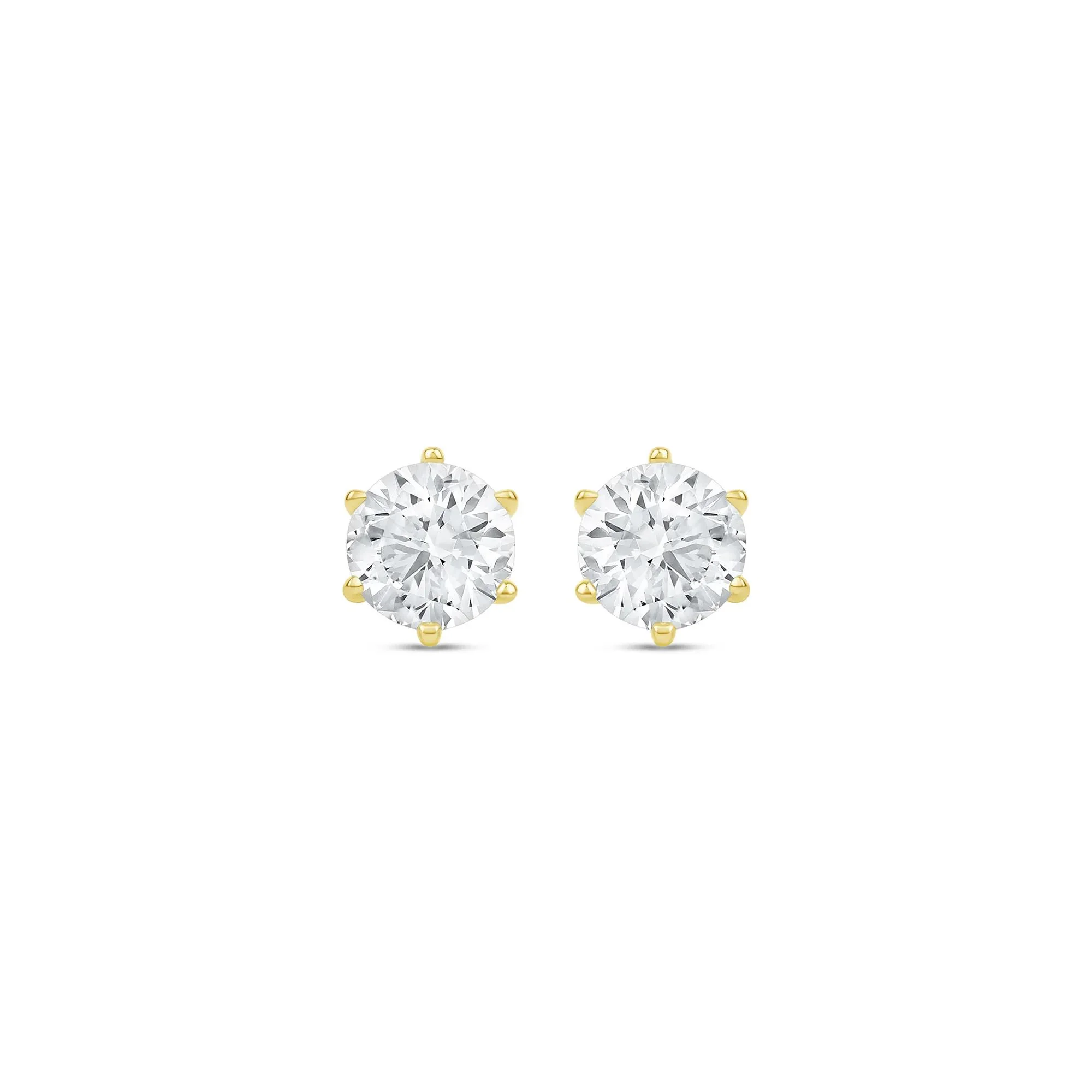 3 CT. Tw. Lab Grown Diamond Round Solitaire Stud Earrings 14K Yellow Gold Size 9.00mm - Image 2