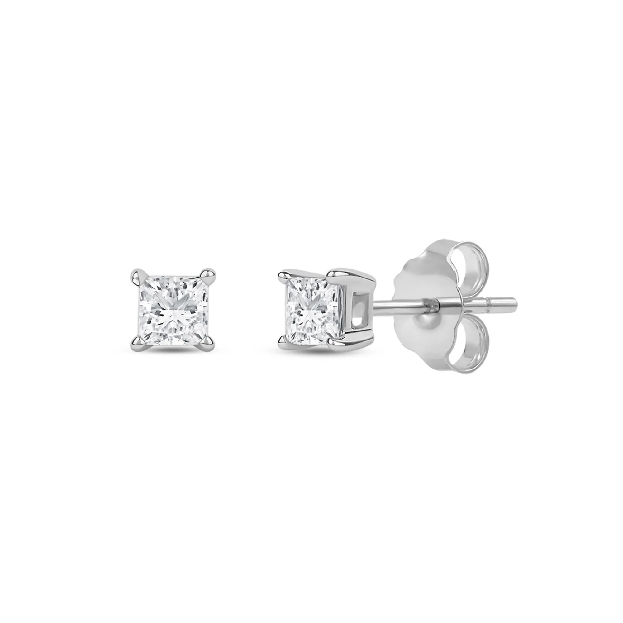 1/3 CT. Tw. Lab Grown Diamond Princess-Cut Solitaire Stud Earrings 14K White Gold Size 4.00mm