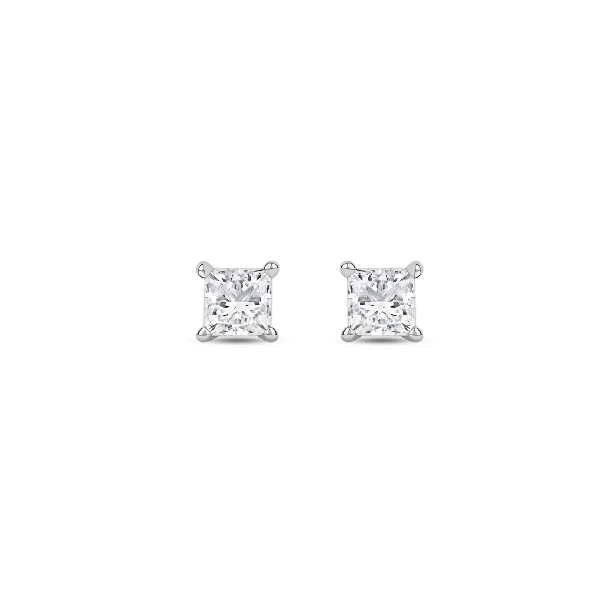 1/3 CT. Tw. Lab Grown Diamond Princess-Cut Solitaire Stud Earrings 14K White Gold Size 4.00mm - Image 2