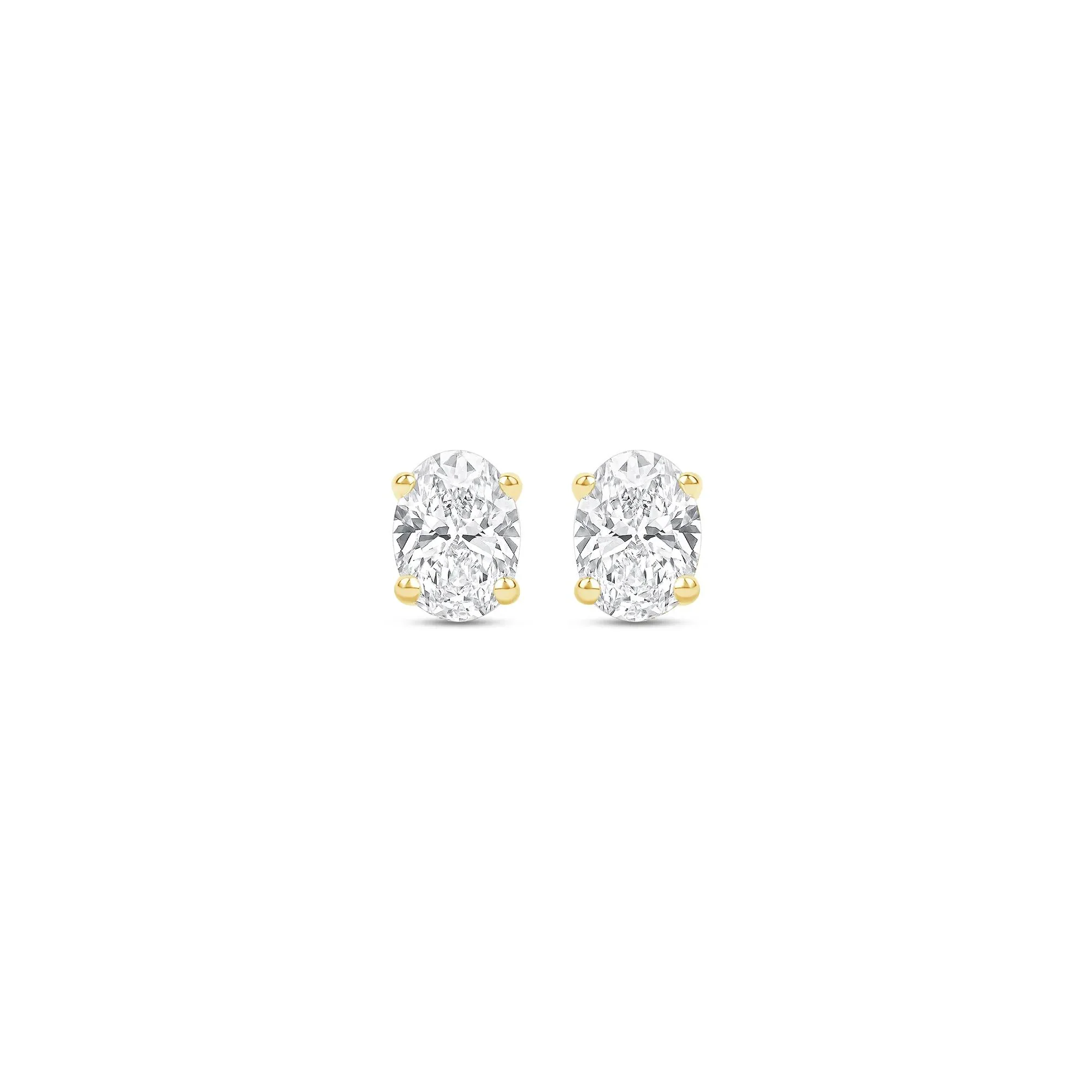 1/3 CT. Tw. Lab Grown Diamond Oval-Shaped Solitaire Stud Earrings 14K Yellow Gold Size 4.50mm - Image 2