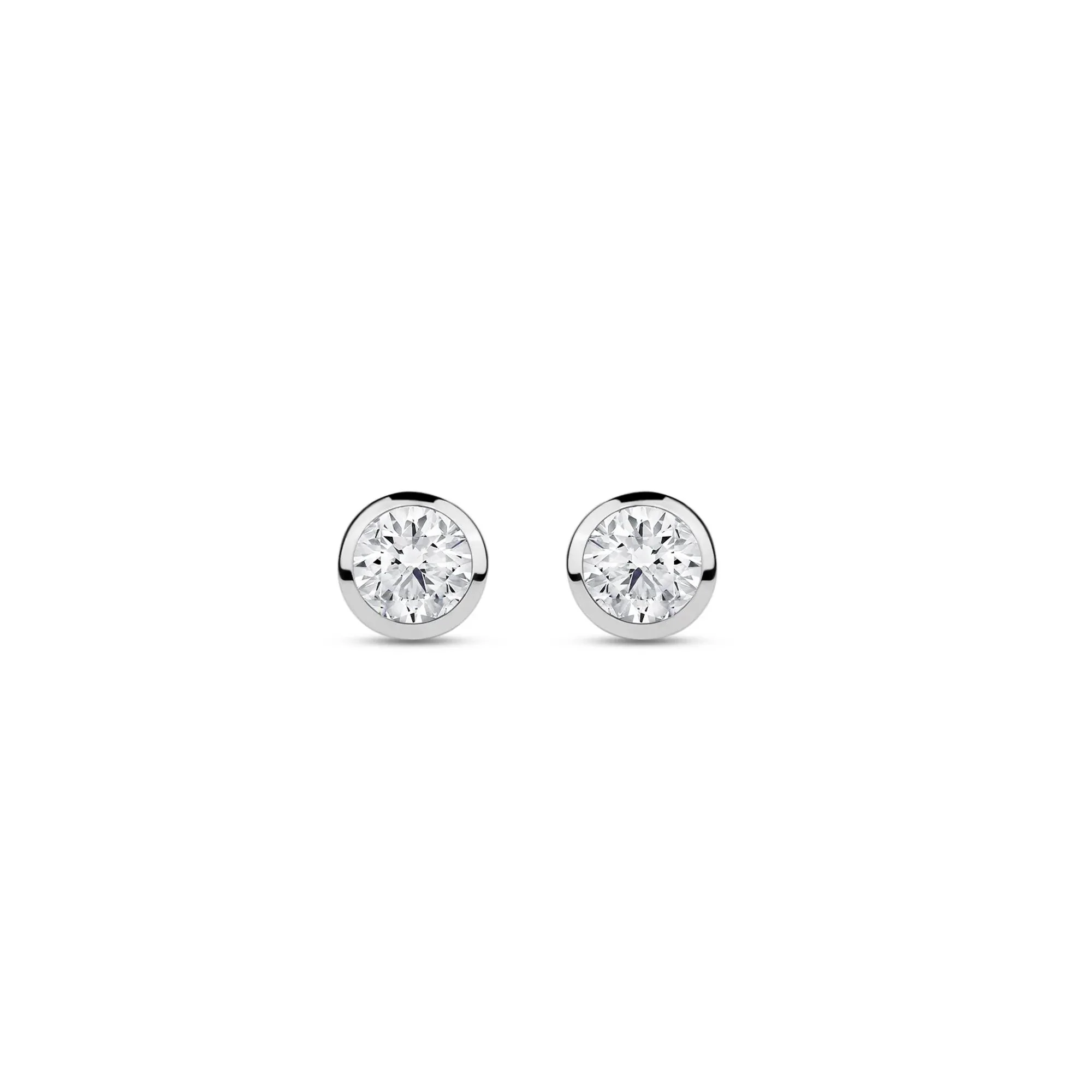 1/4 CT. Tw. Lab Grown Diamond Round Bezel-Set Solitaire Stud Earrings 14K White Gold Size 4.00mm - Image 2
