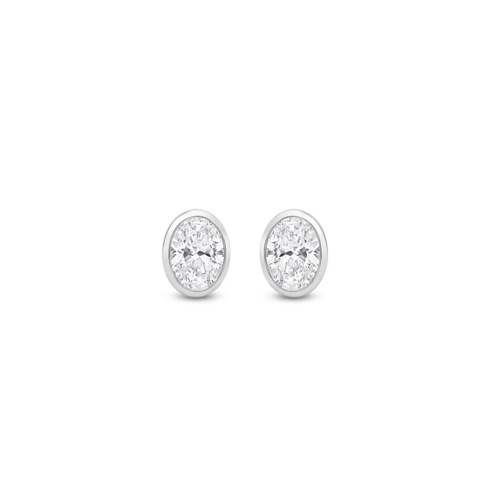 1/4 CT. Tw. Lab Grown Diamond Oval-Shaped Bezel-Set Solitaire Stud Earrings 14K White Gold Size 4.50mm - Image 2