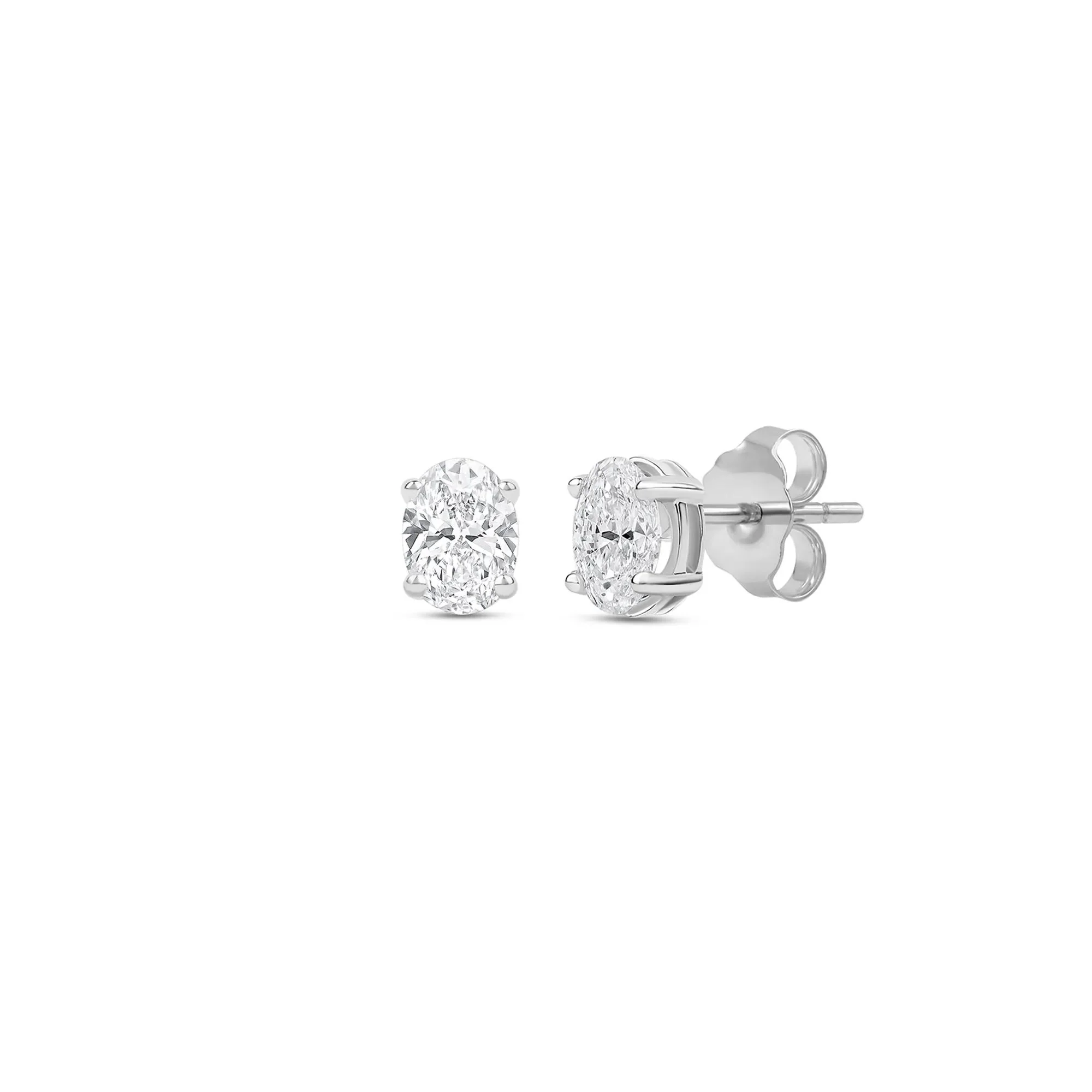 1/4 CT. Tw. Lab Grown Diamond Oval-Shaped Solitaire Stud Earrings 14K White Gold Size 4.10mm