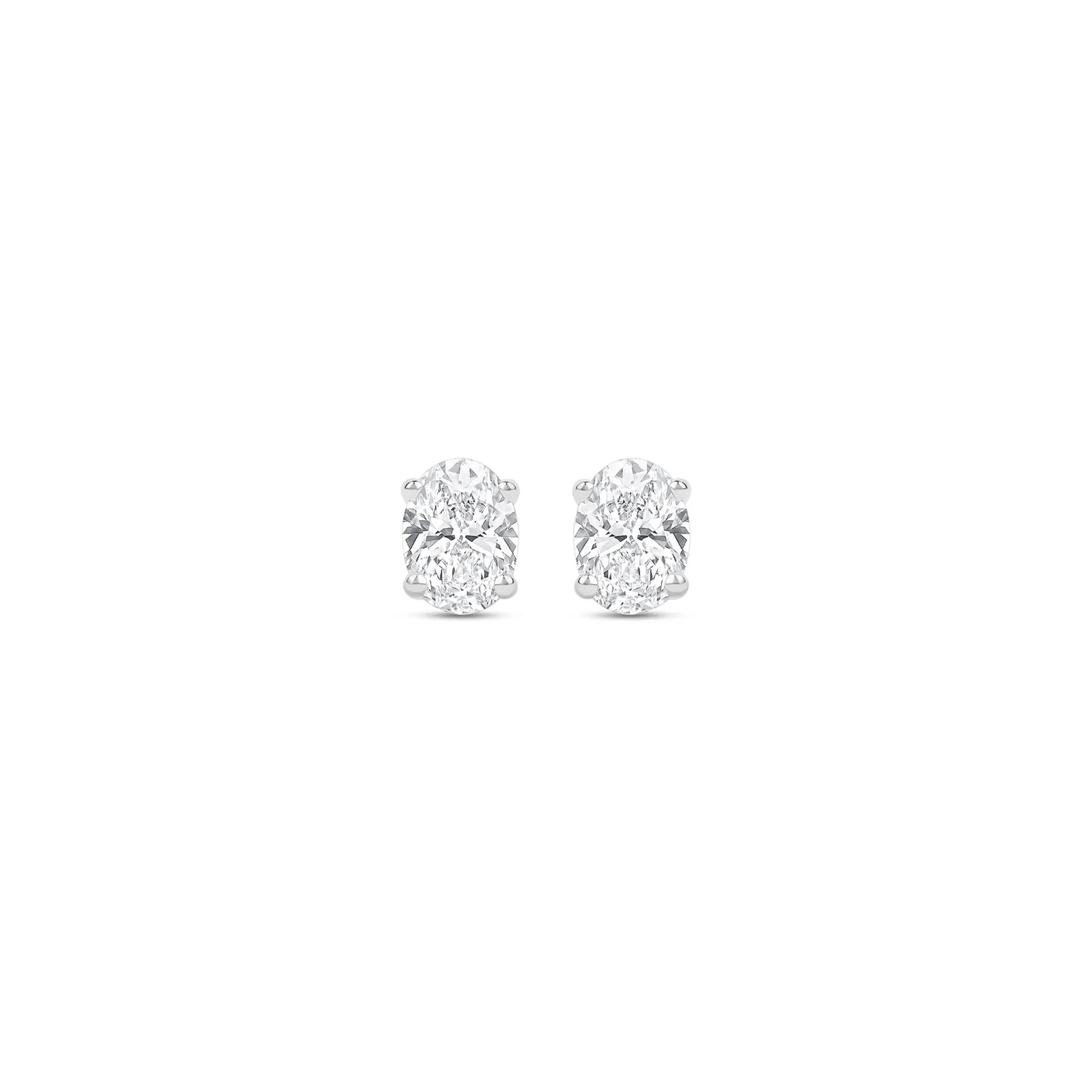 1/4 CT. Tw. Lab Grown Diamond Oval-Shaped Solitaire Stud Earrings 14K White Gold Size 4.10mm - Image 2