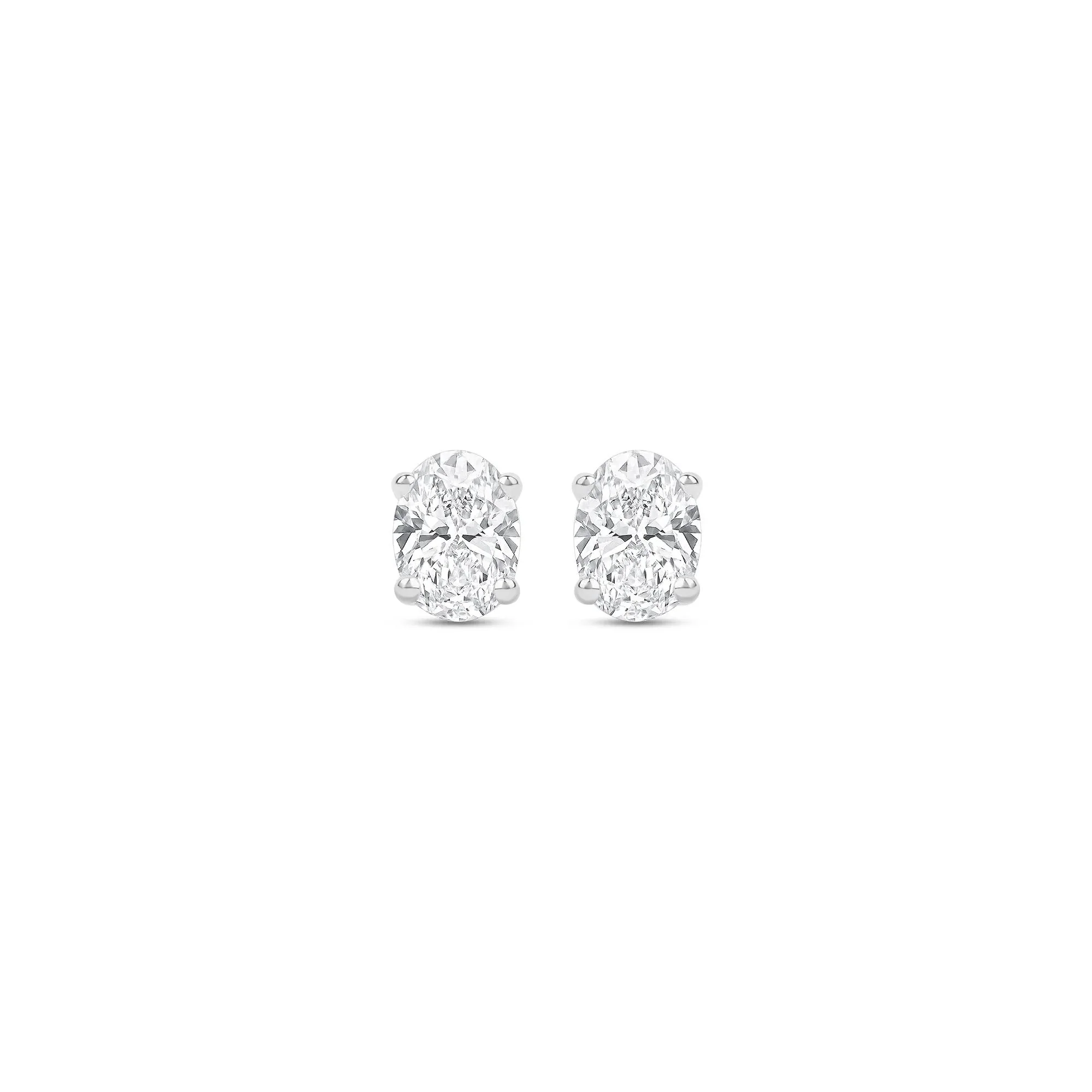 1/3 CT. Tw. Lab Grown Diamond Oval-Shaped Solitaire Stud Earrings 14K White Gold Size 4.50mm - Image 2