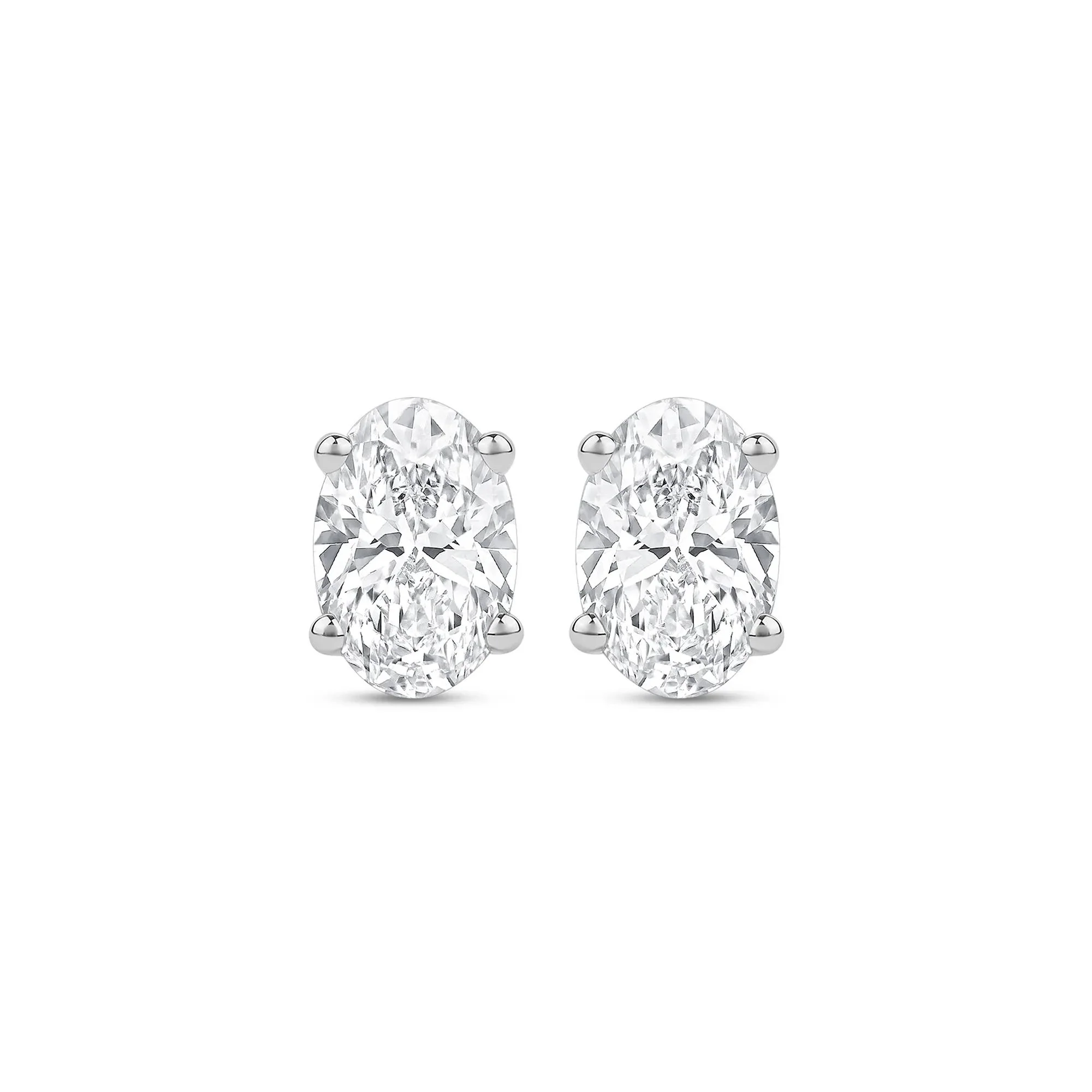 3/4 CT. Tw. Lab Grown Diamond Oval-Shaped Solitaire Stud Earrings 14K White Gold Size 6.50mm - Image 2