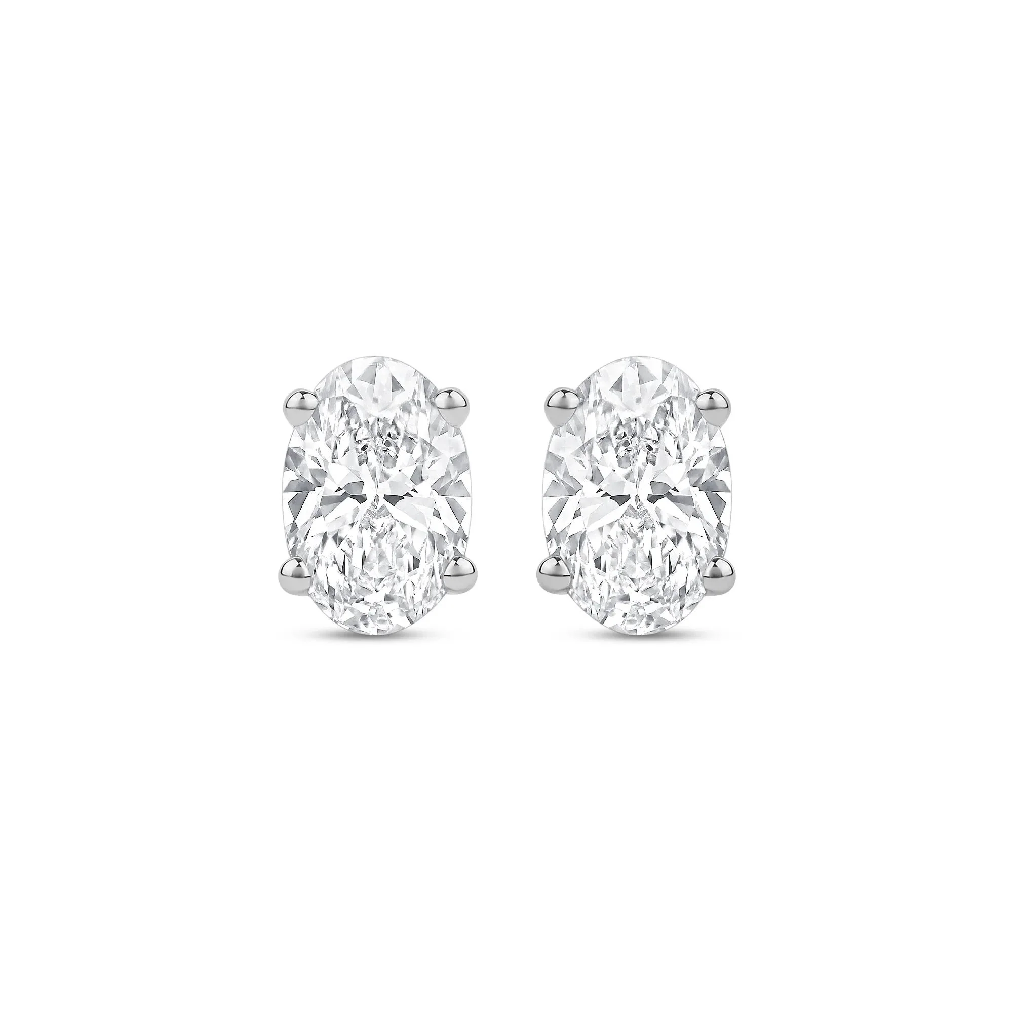 3 CT. Tw. Lab Grown Diamond Oval-Shaped Solitaire Stud Earrings 14K White Gold Size 9.70mm - Image 2