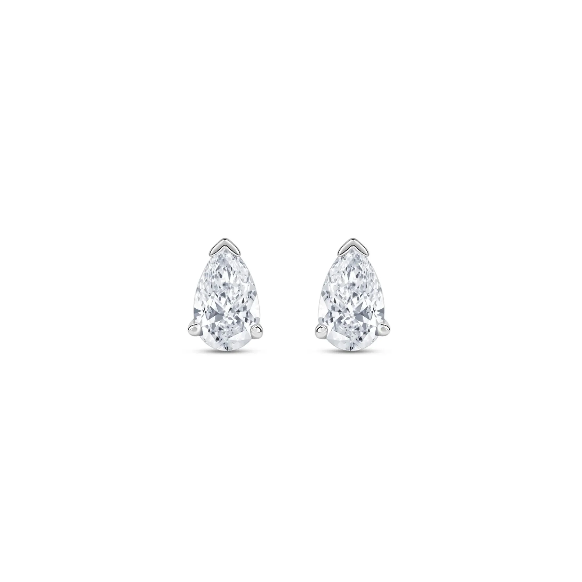 1/4 CT. Tw. Lab Grown Diamond Pear-Shaped Solitaire Stud Earrings 14K White Gold Size 5.50mm - Image 2