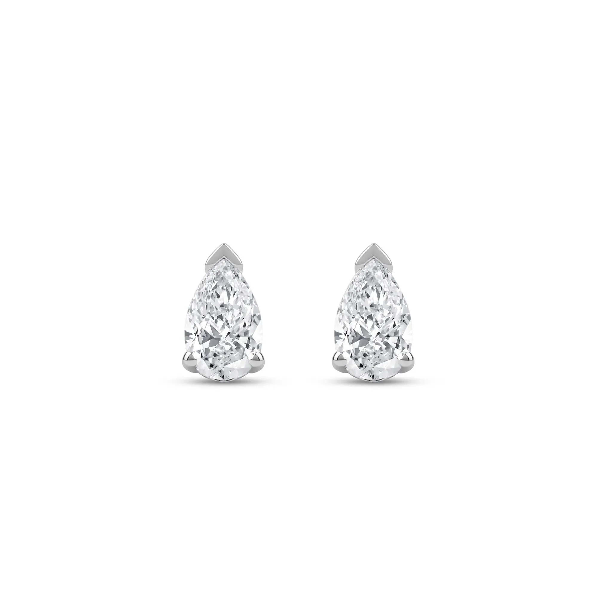 1/3 CT. Tw. Lab Grown Diamond Pear-Shaped Solitaire Stud Earrings 14K White Gold Size 6.00mm - Image 2