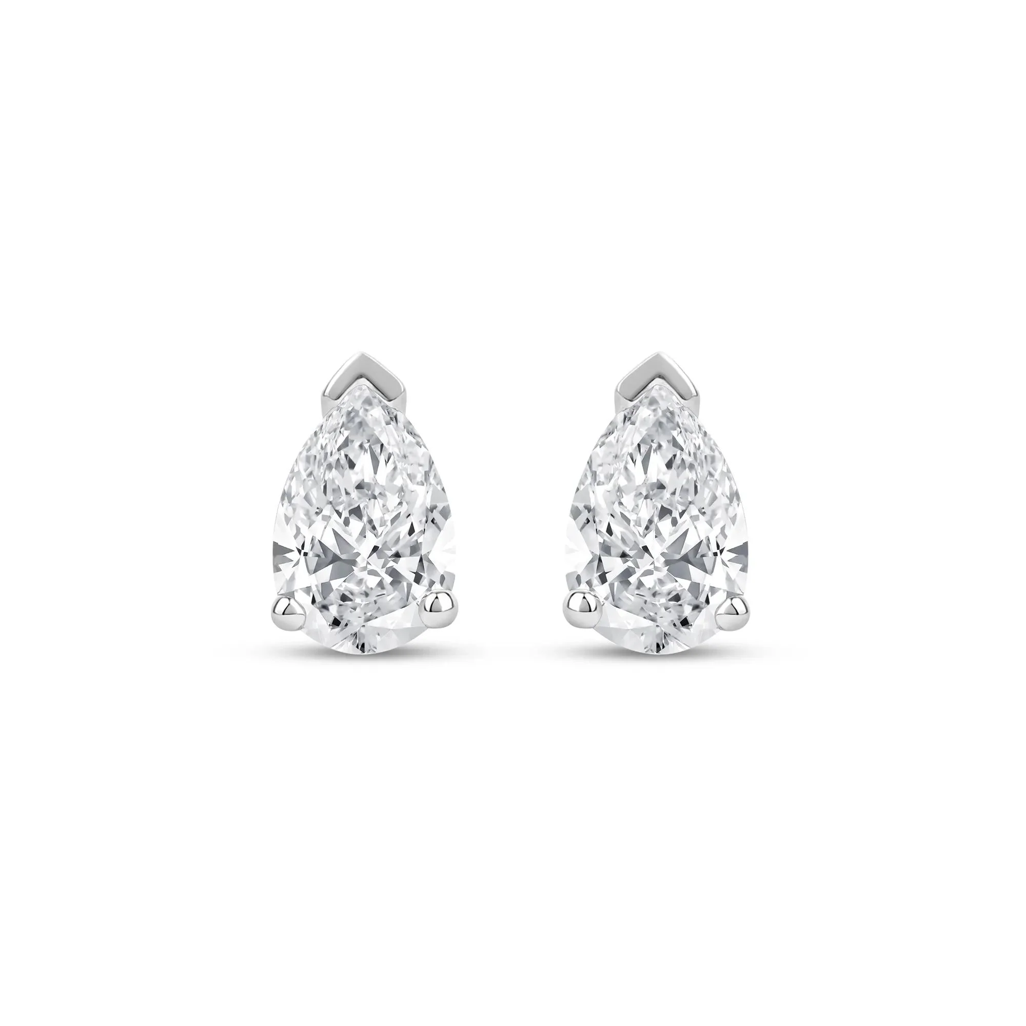 1/2 CT. Tw. Lab Grown Diamond Pear-Shaped Solitaire Stud Earrings 14K White Gold Size 7.00mm - Image 2