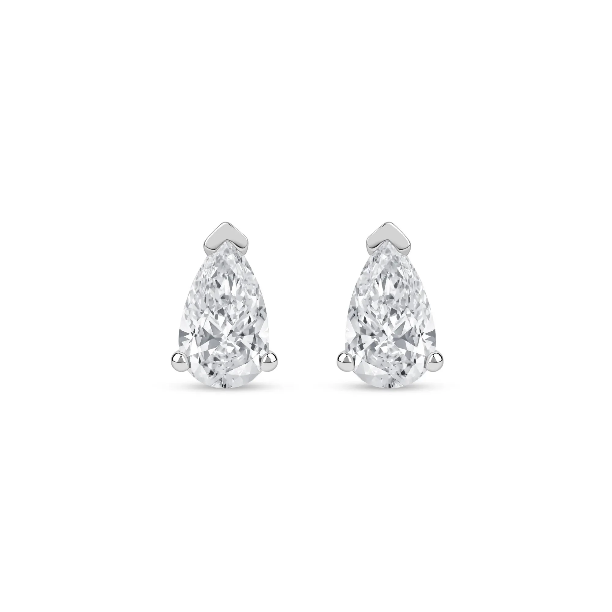 3/4 CT. Tw. Lab Grown Diamond Pear-Shaped Solitaire Stud Earrings 14K White Gold Size 8.10mm - Image 2