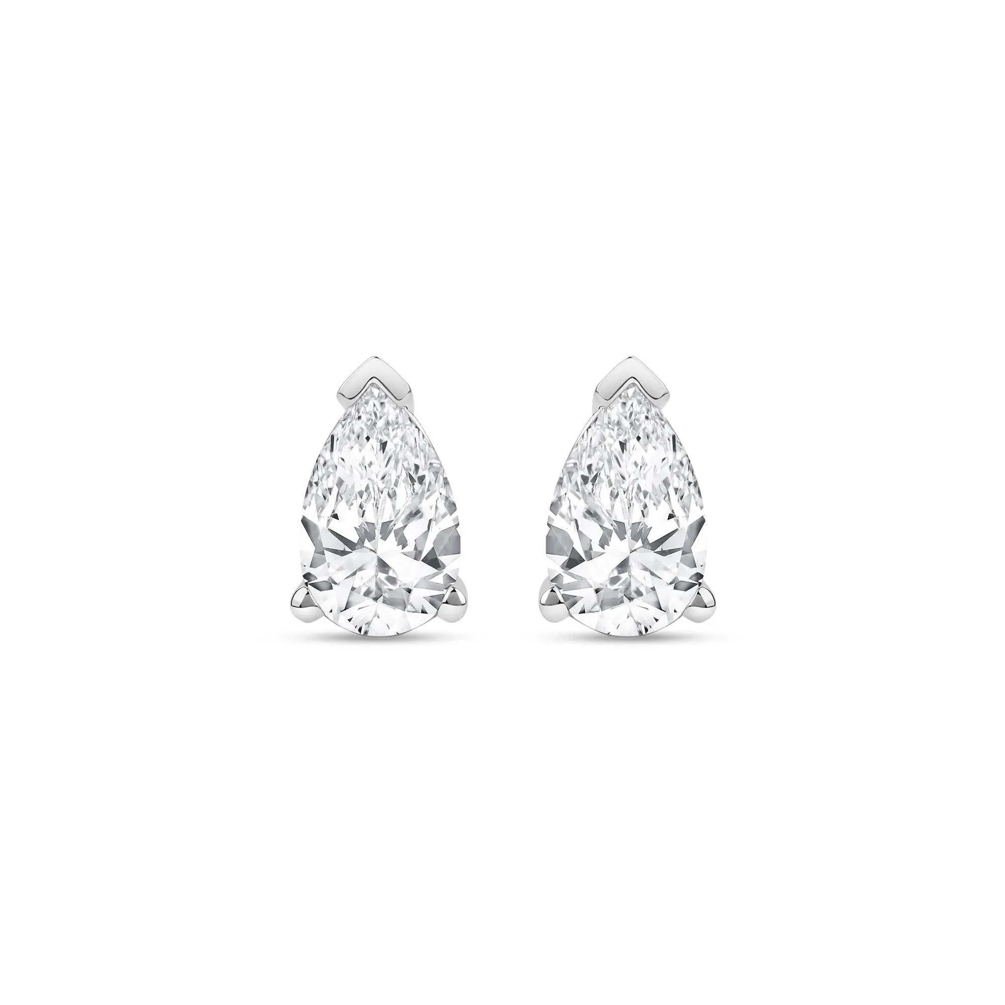 2 CT. Tw. Lab Grown Diamond Pear-Shaped Solitaire Stud Earrings 14K White Gold Size 10.50mm - Image 2