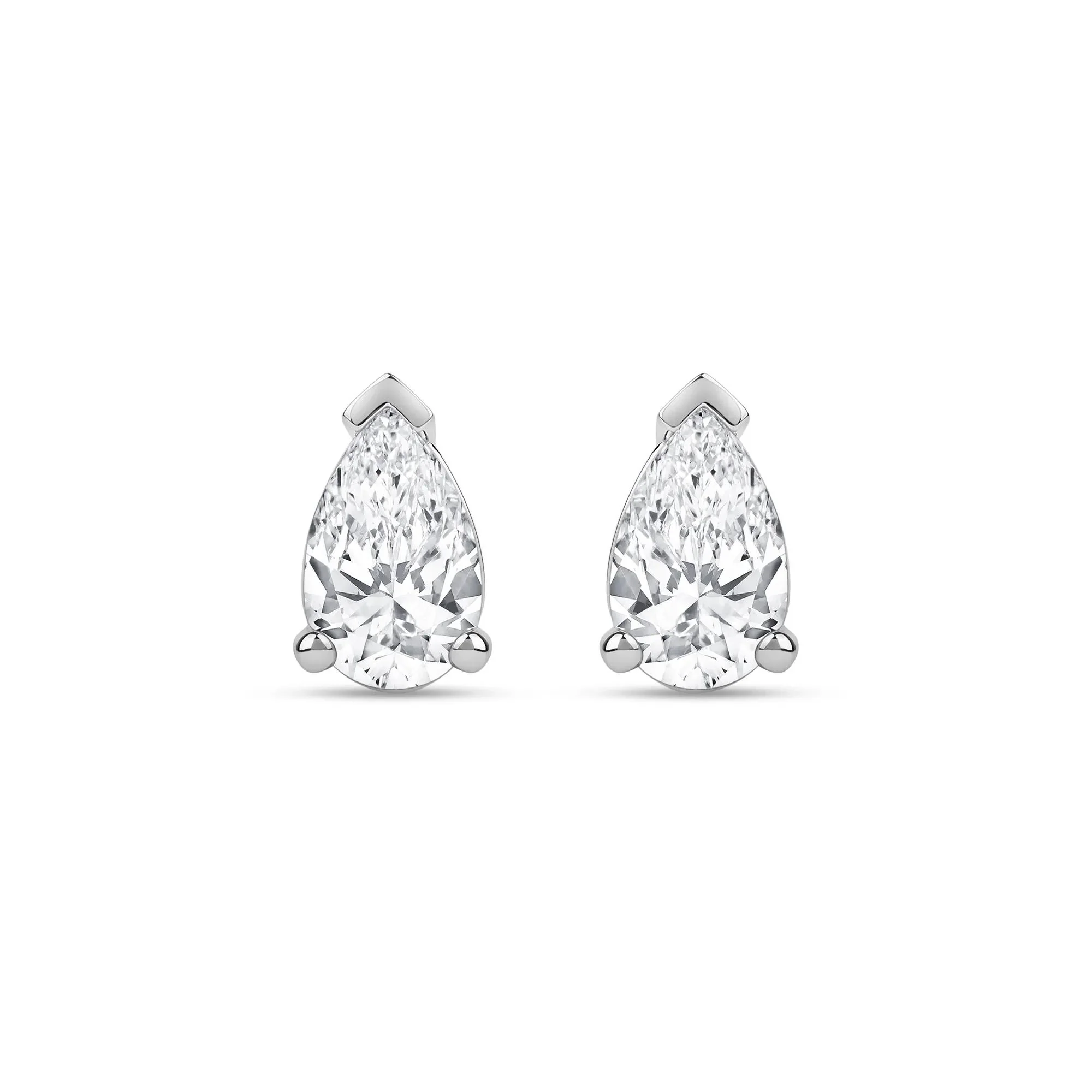 3 CT. Tw. Lab Grown Diamond Pear-Shaped Solitaire Stud Earrings 14K White Gold Size 12.00mm - Image 2