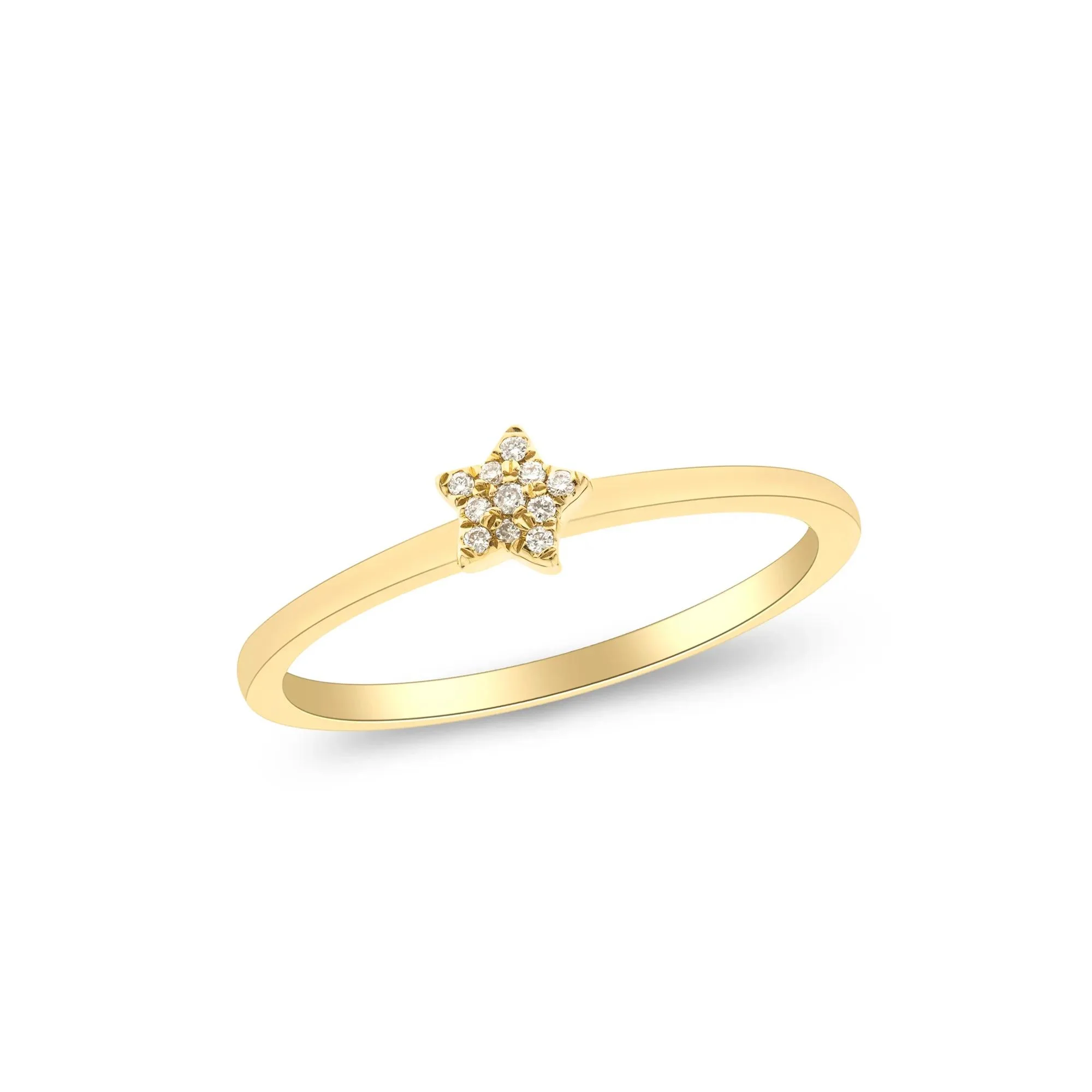 Diamond Accent Star Ring 10K Yellow Gold Round Brilliant Cut Size 5 2mm - Image 4