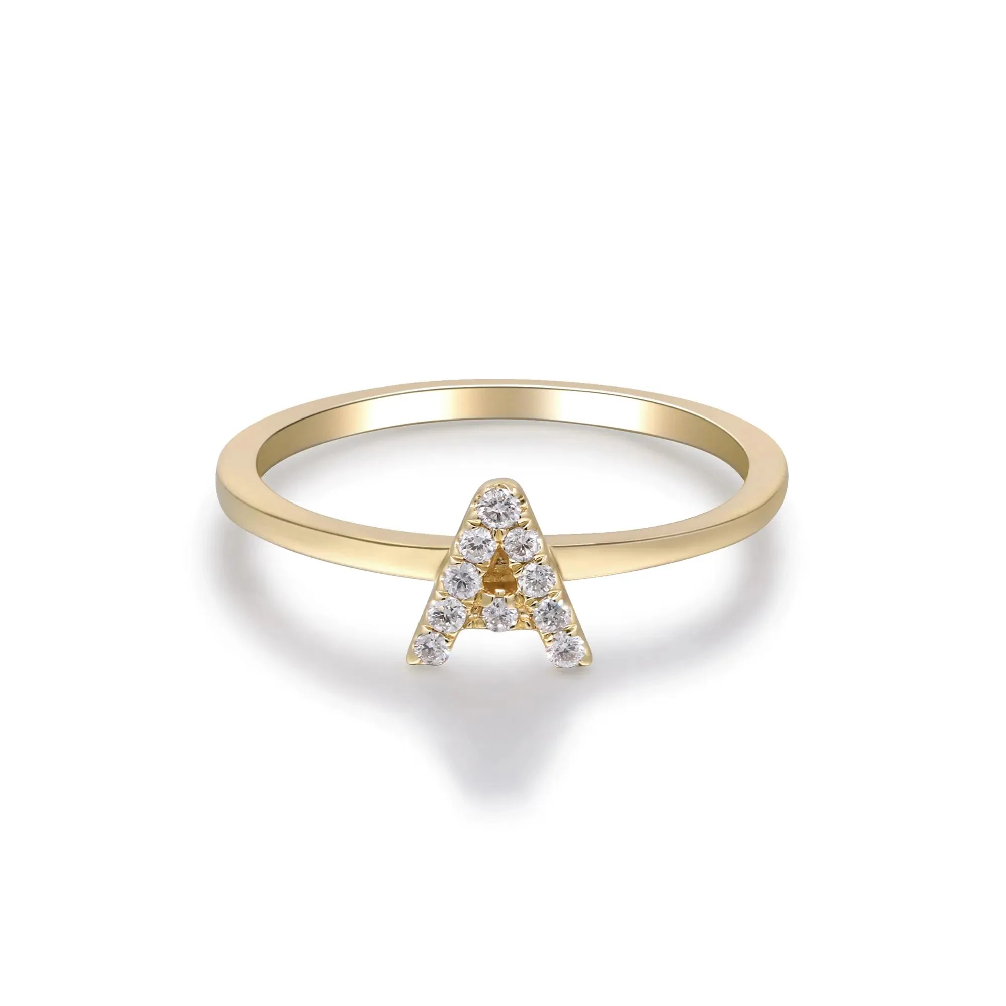 Diamond Accent "a" Initial Ring 10K Yellow Gold Round Brilliant Cut Size 5 2mm - Image 5