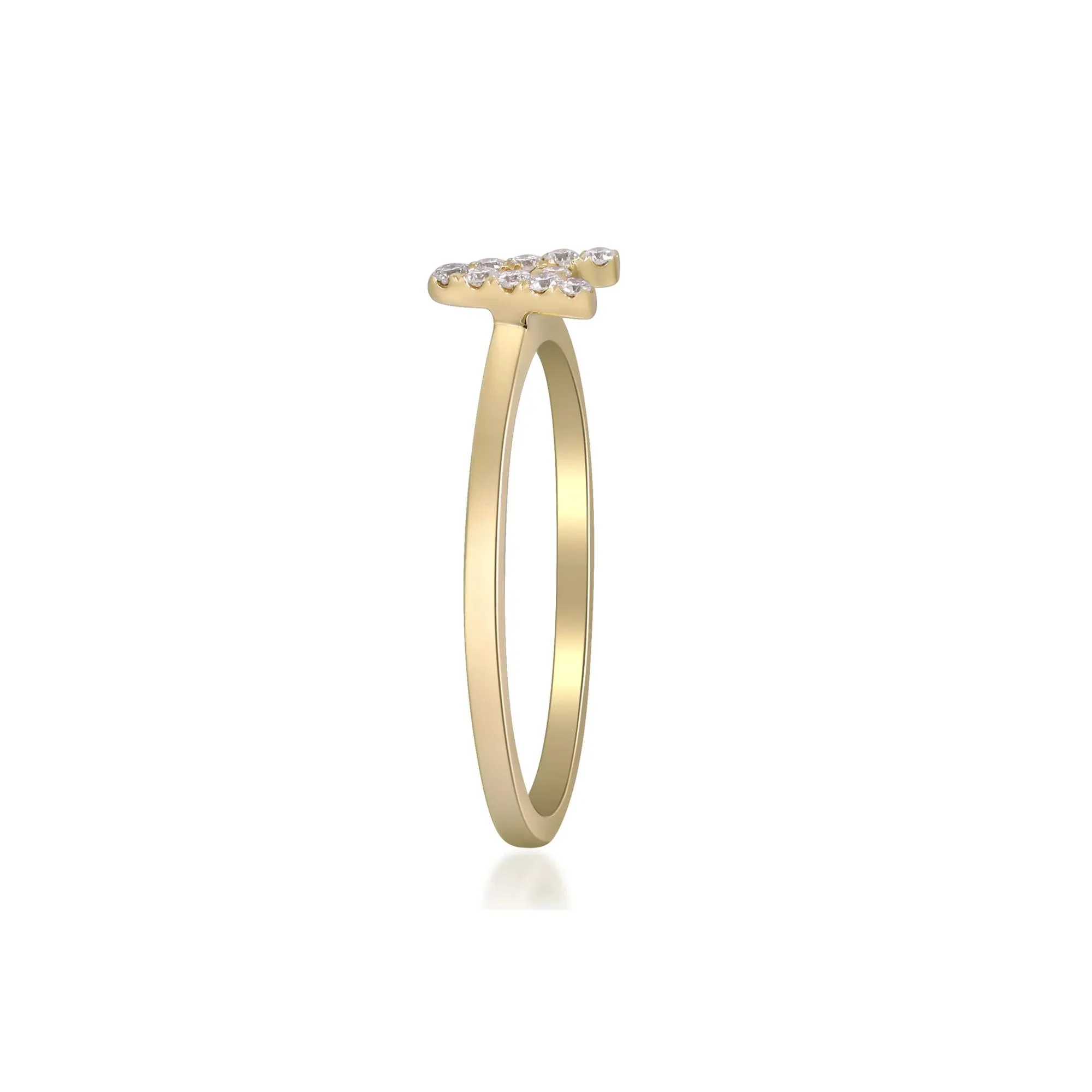 Diamond Accent "a" Initial Ring 10K Yellow Gold Round Brilliant Cut Size 7 2mm - Image 3