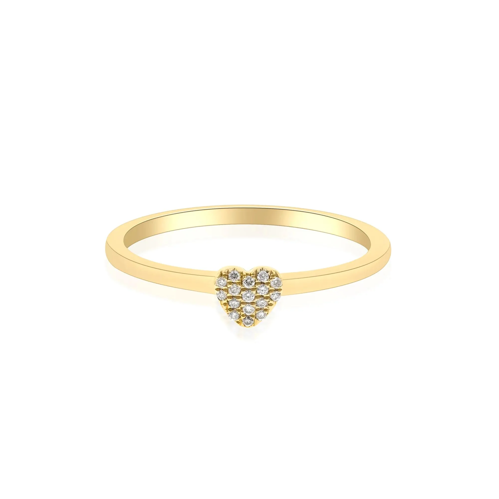 Diamond Accent Heart Ring 10K Yellow Gold Round Brilliant Cut Size 6 2mm