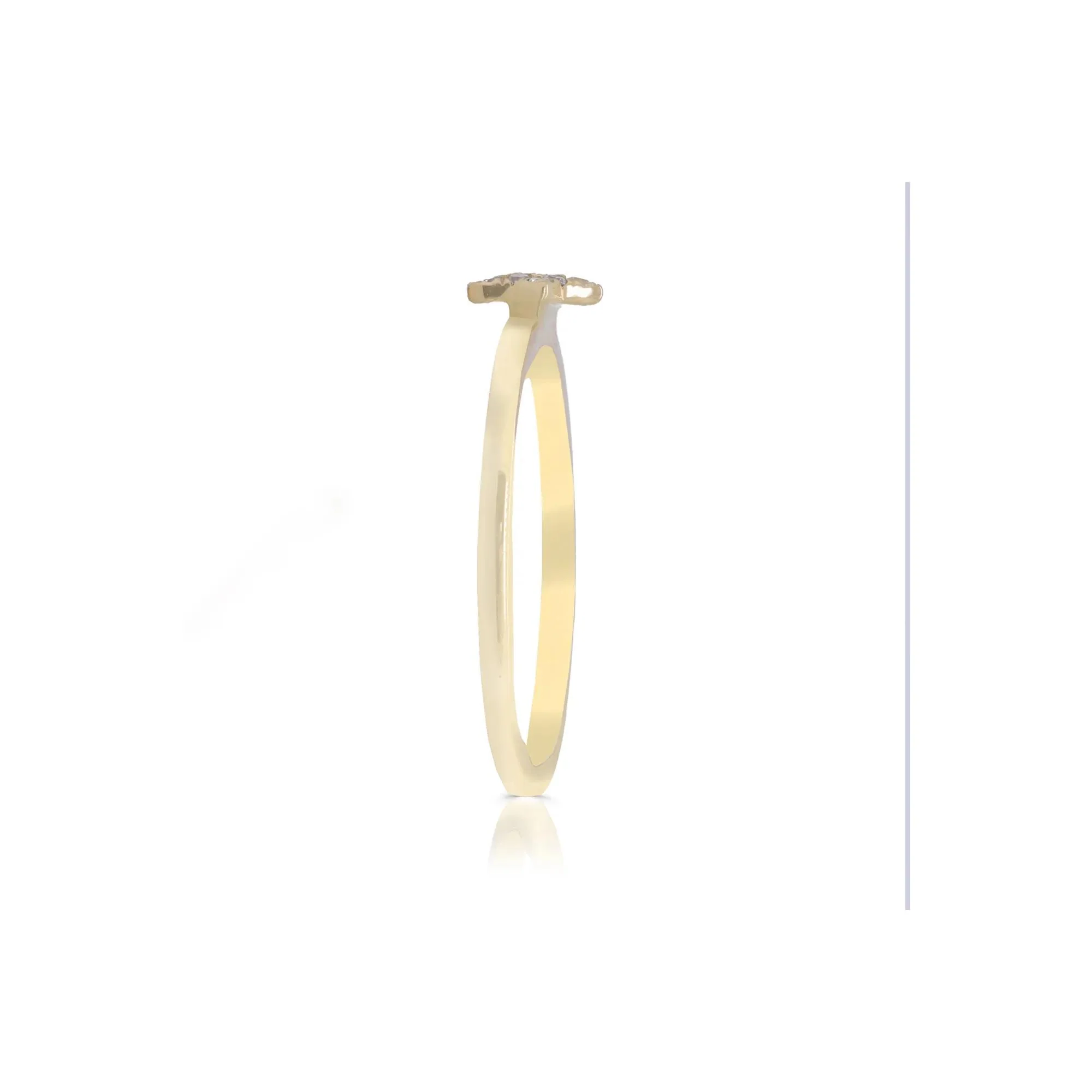Diamond Accent Heart Ring 10K Yellow Gold Round Brilliant Cut Size 9 2mm - Image 3