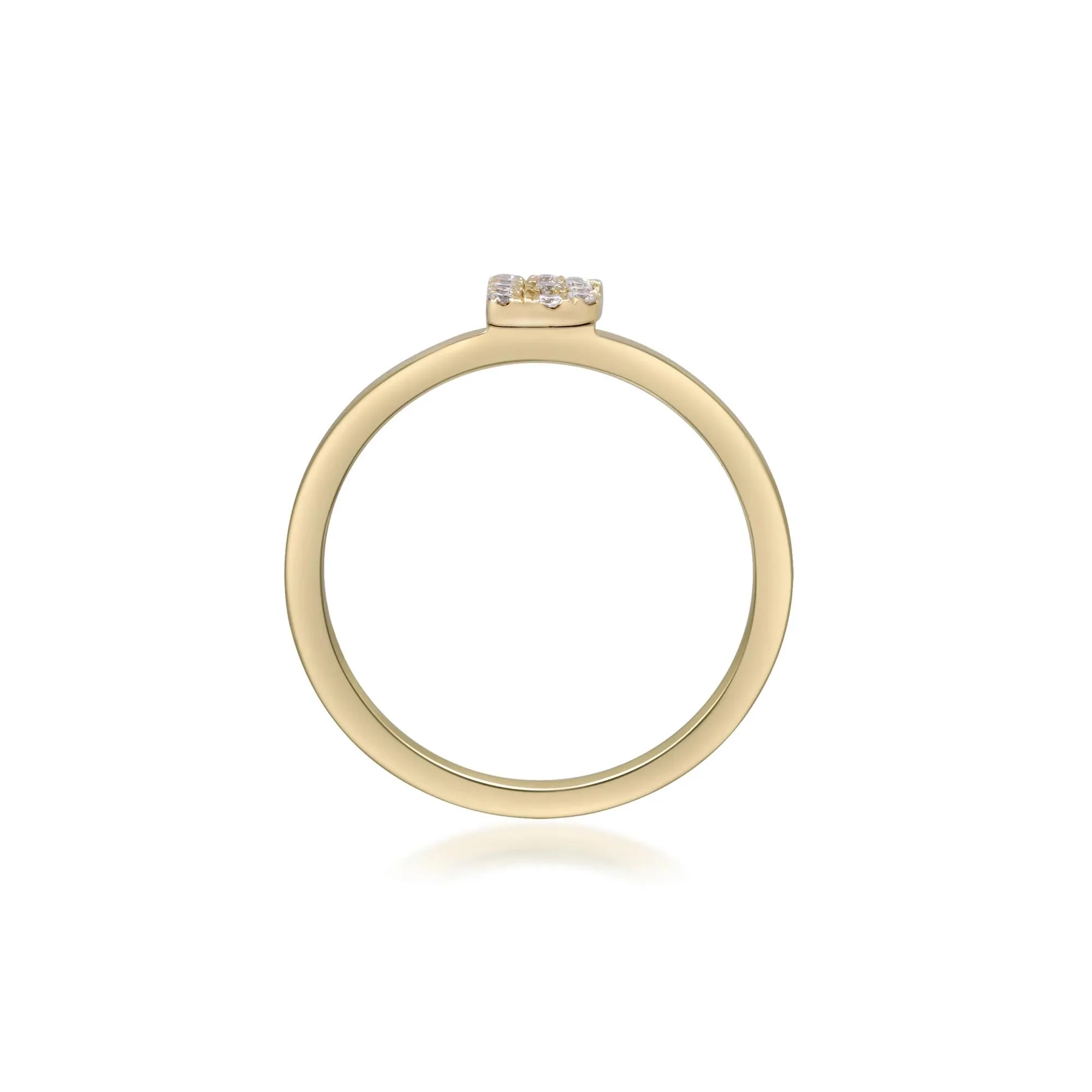 Diamond Accent "b" Initial Ring 10K Yellow Gold Round Brilliant Cut Size 8 2mm - Image 2