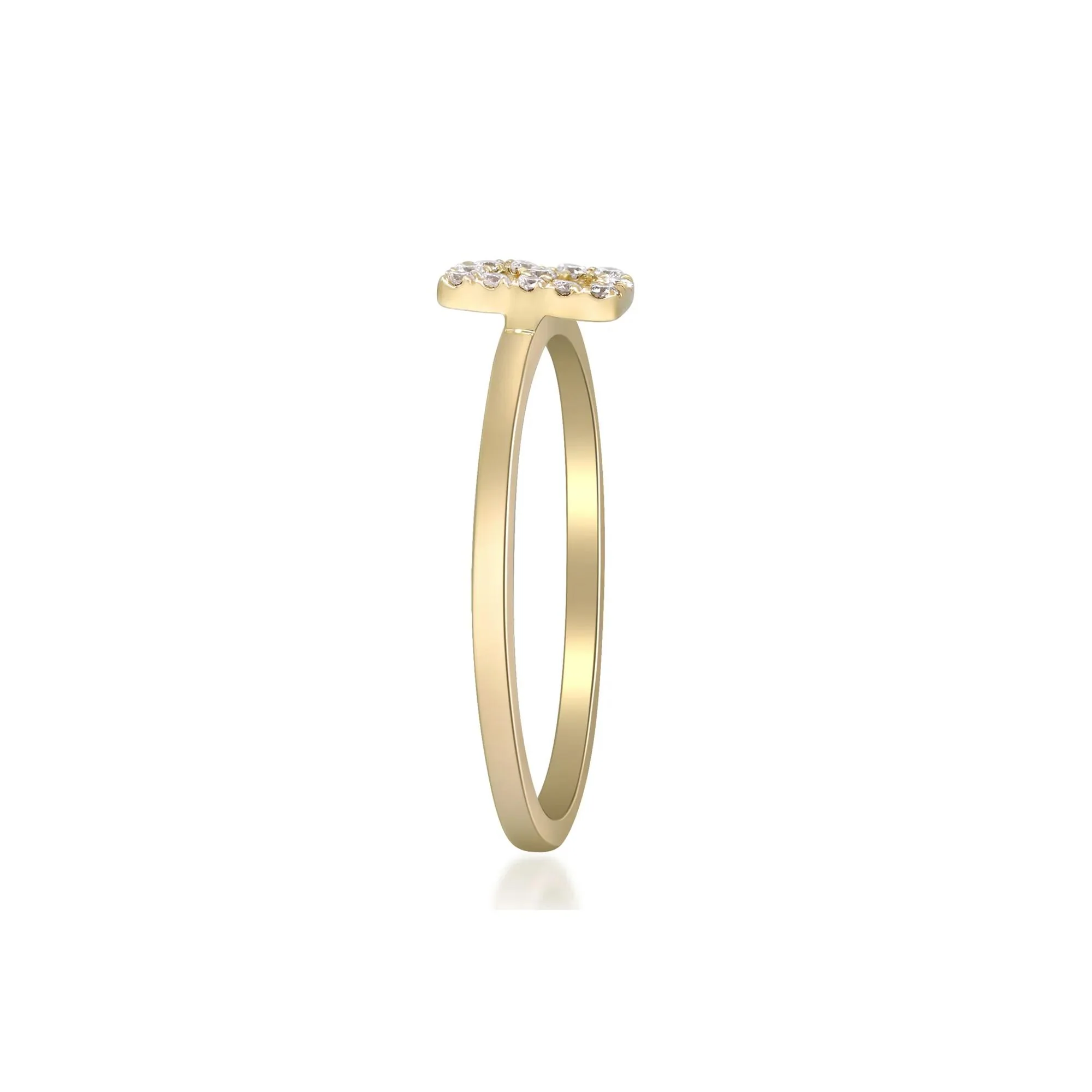 Diamond Accent "b" Initial Ring 10K Yellow Gold Round Brilliant Cut Size 8 2mm - Image 3
