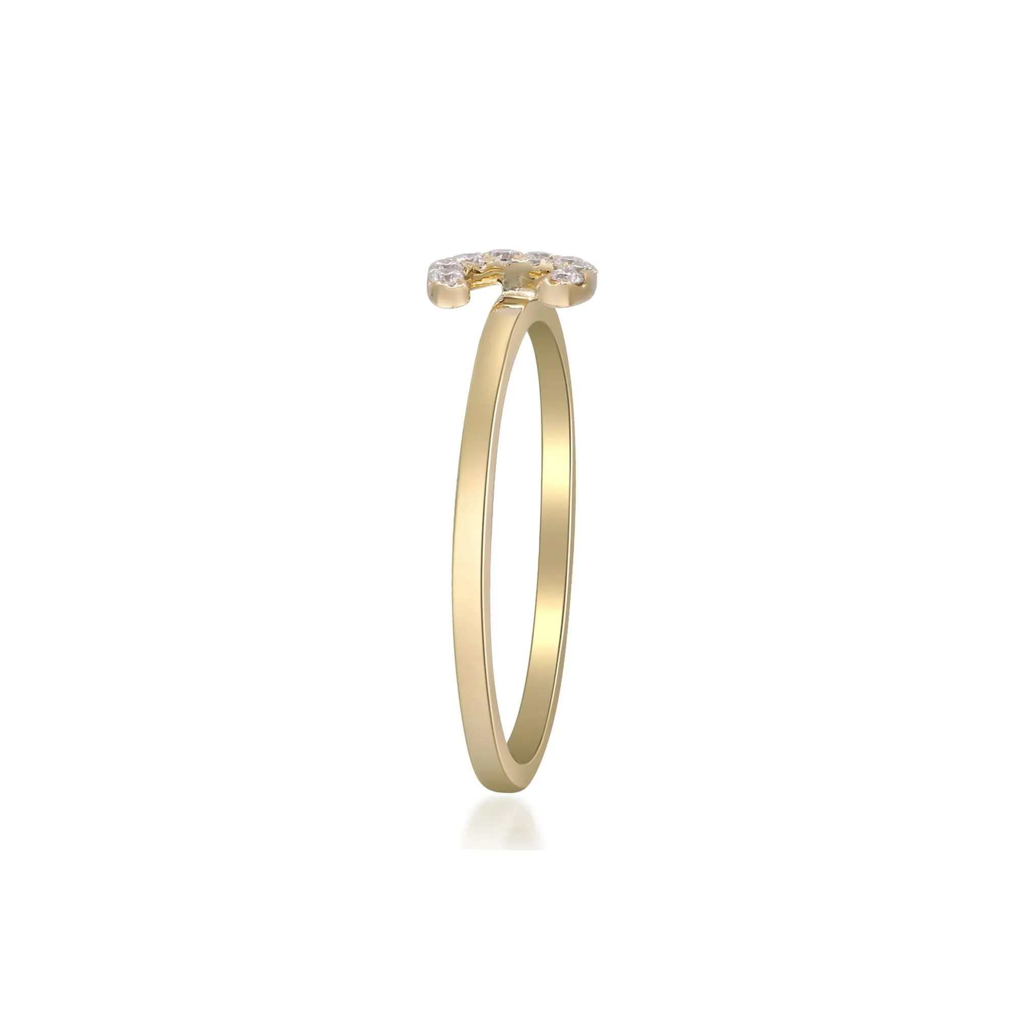 Diamond Accent "c" Initial Ring 10K Yellow Gold Round Brilliant Cut Size 7 2mm - Image 3