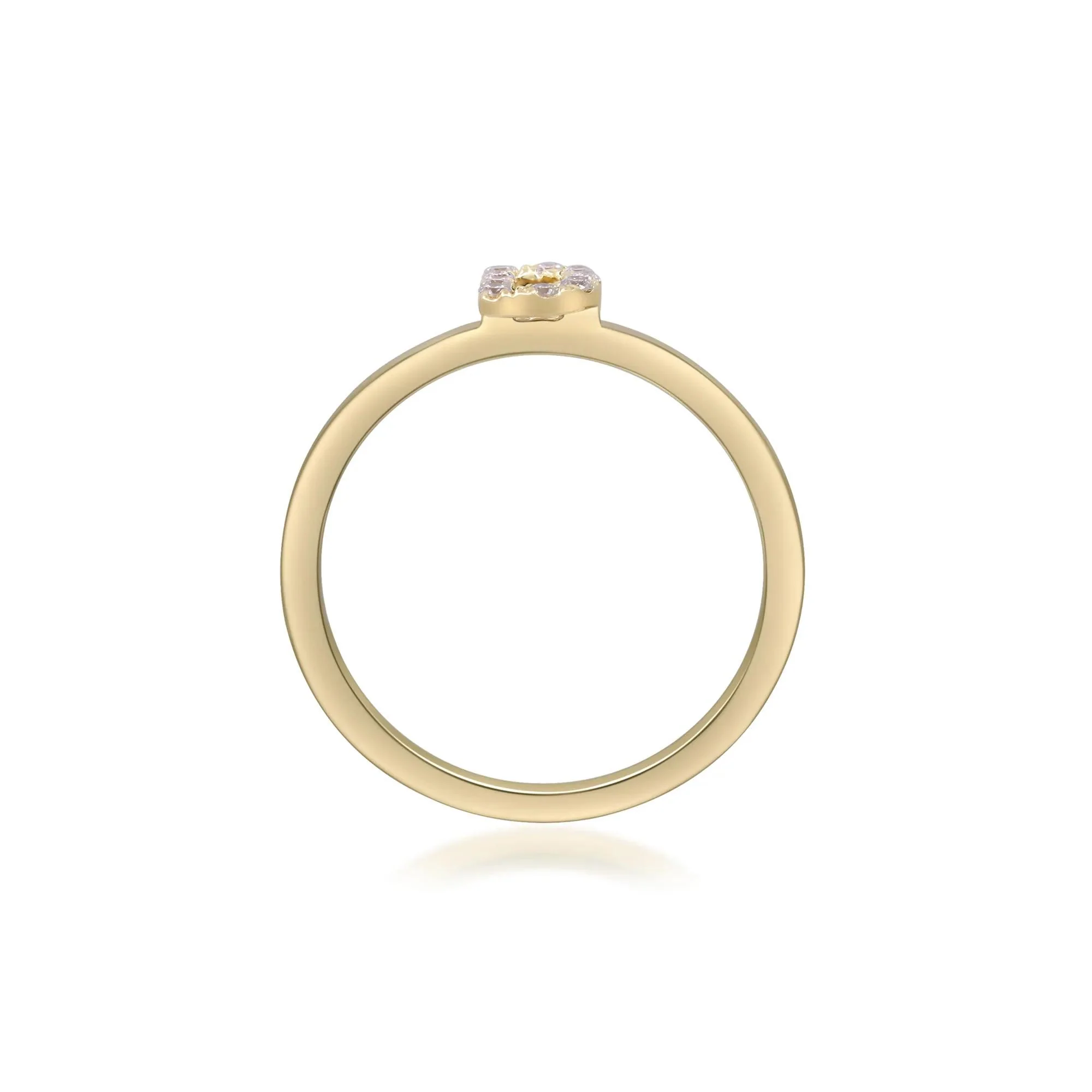 Diamond Accent "d" Initial Ring 10K Yellow Gold Round Brilliant Cut Size 8 2mm - Image 2
