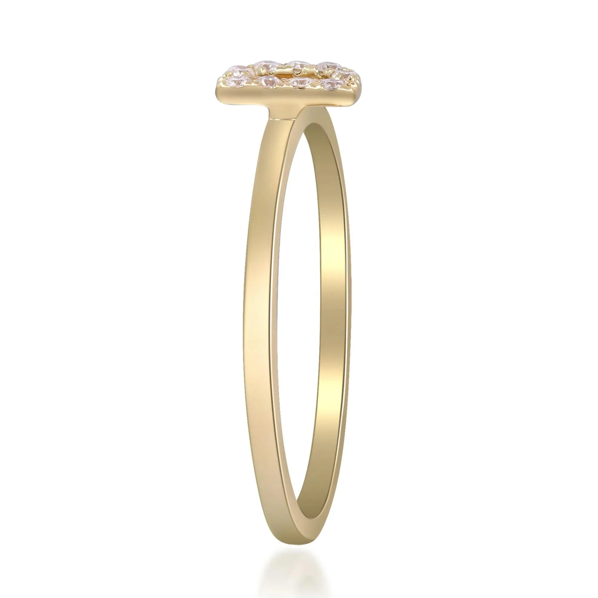 Diamond Accent "d" Initial Ring 10K Yellow Gold Round Brilliant Cut Size 8 2mm - Image 3