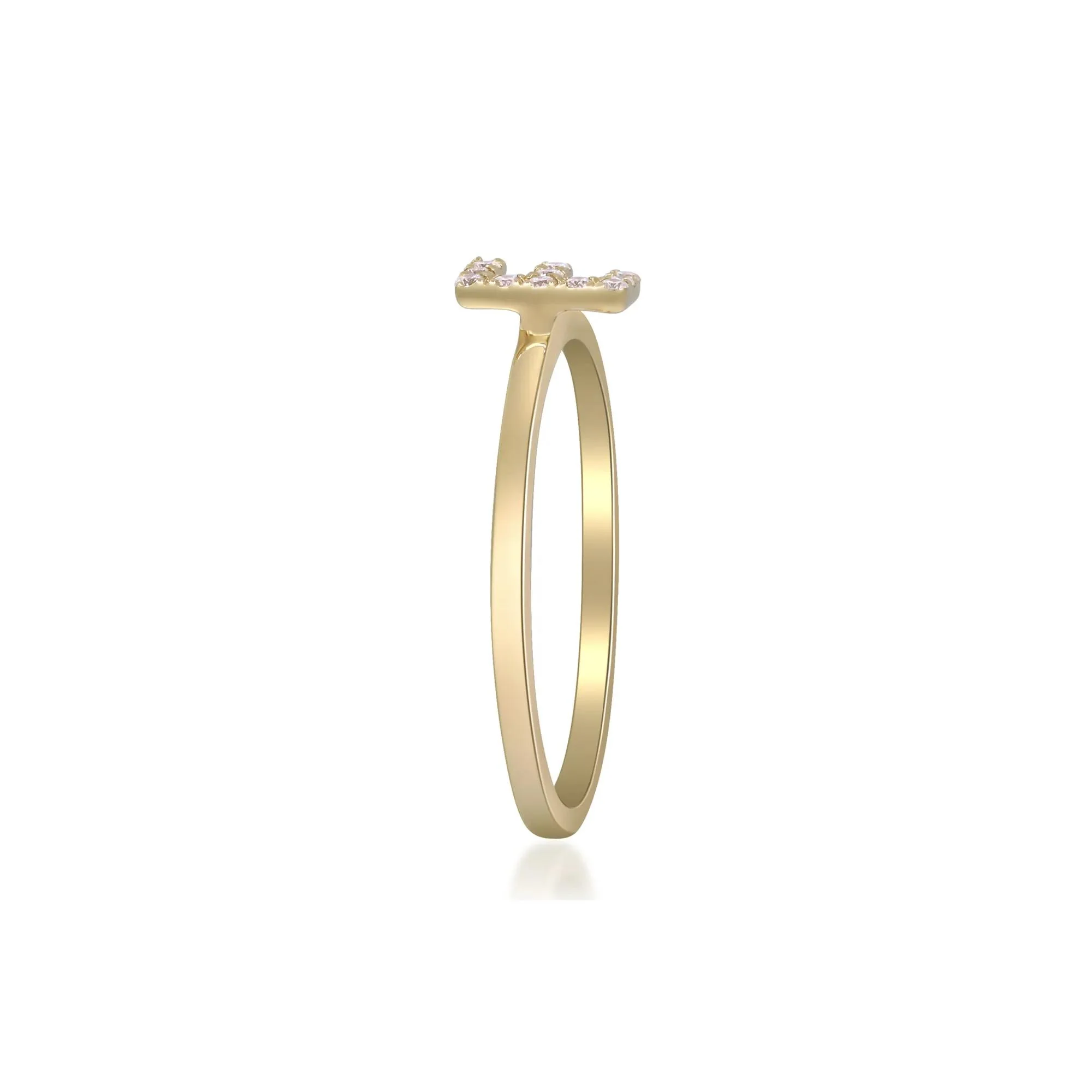 Diamond Accent "e" Initial Ring 10K Yellow Gold Round Brilliant Cut Size 5 2mm - Image 3