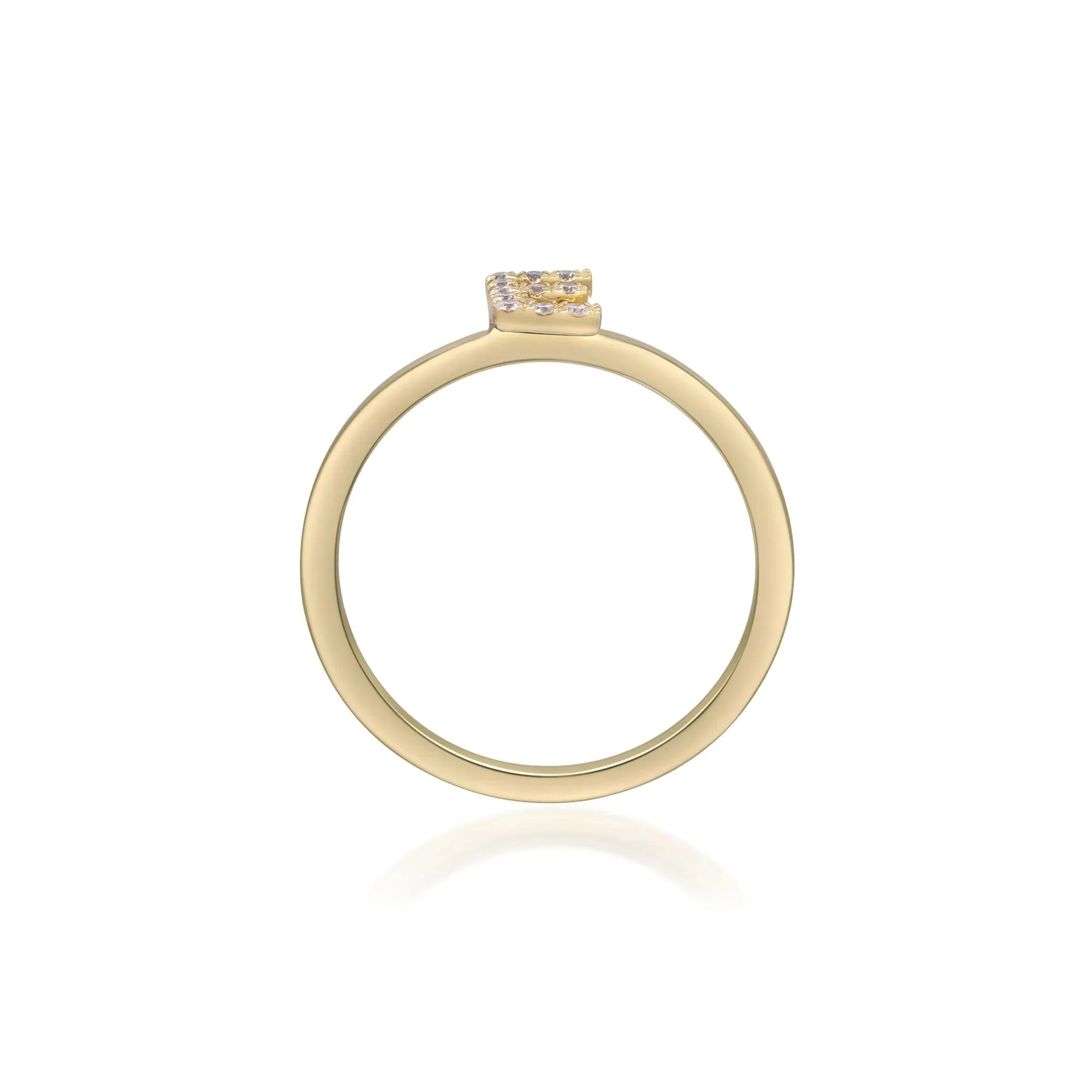 Diamond Accent "e" Initial Ring 10K Yellow Gold Round Brilliant Cut Size 8 2mm - Image 2