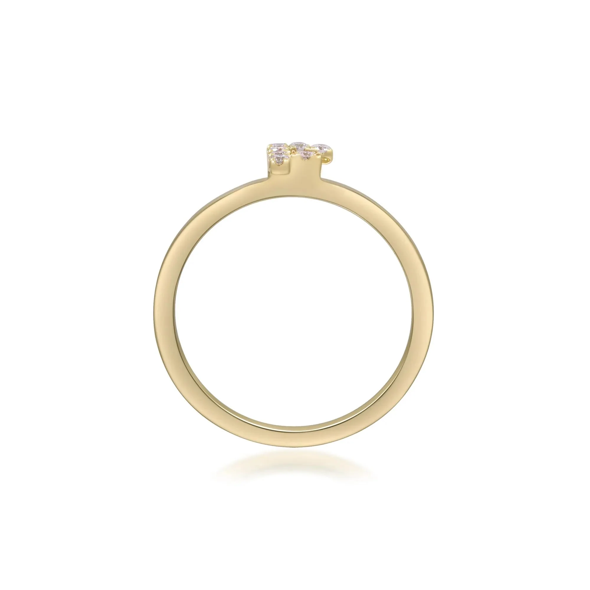 Diamond Accent "f" Initial Ring 10K Yellow Gold Round Brilliant Cut Size 8 2mm - Image 2