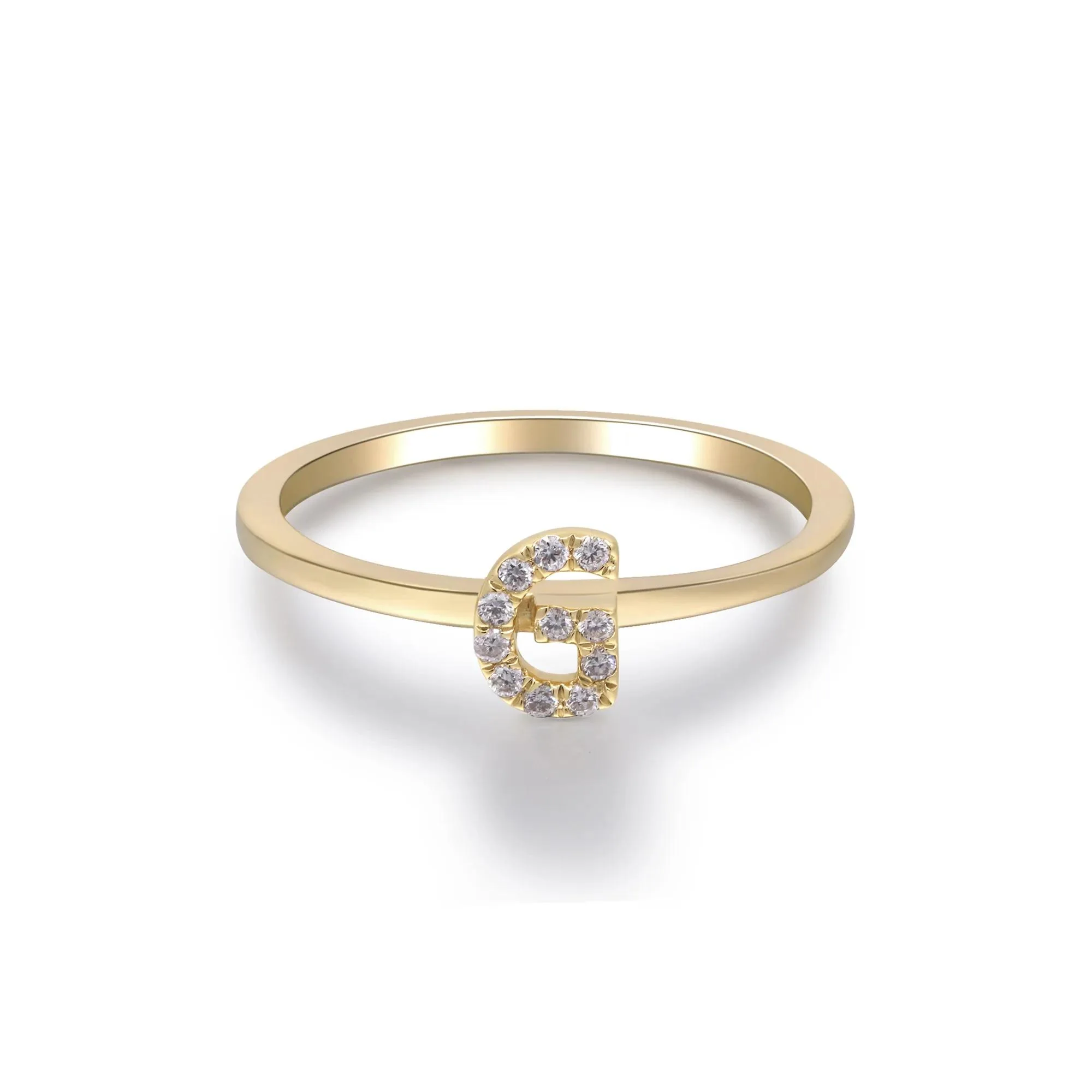 Diamond Accent "g" Initial Ring 10K Yellow Gold Round Brilliant Cut Size 5 2mm - Image 5